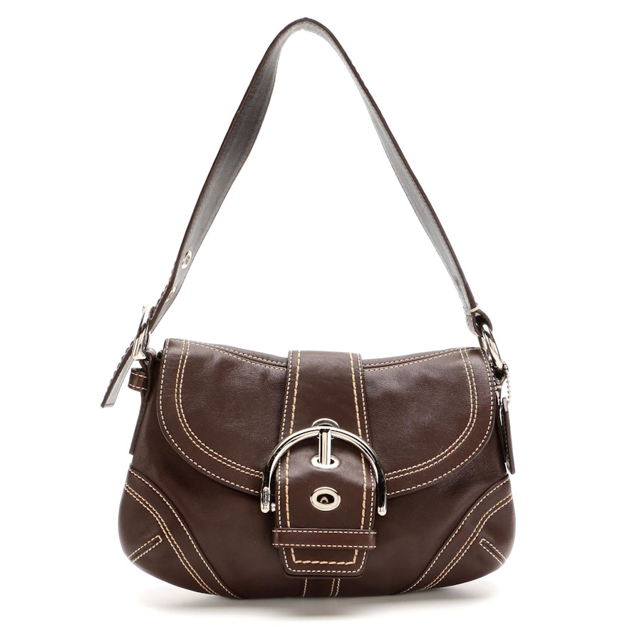 Coach Soho Buckle Flap Front Shoulder Bag in Brown Leather