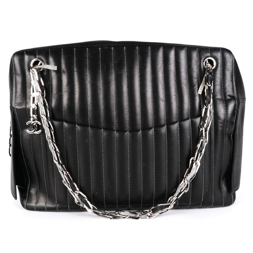 Chanel Black Matelassé Style Leather Shoulder Bag