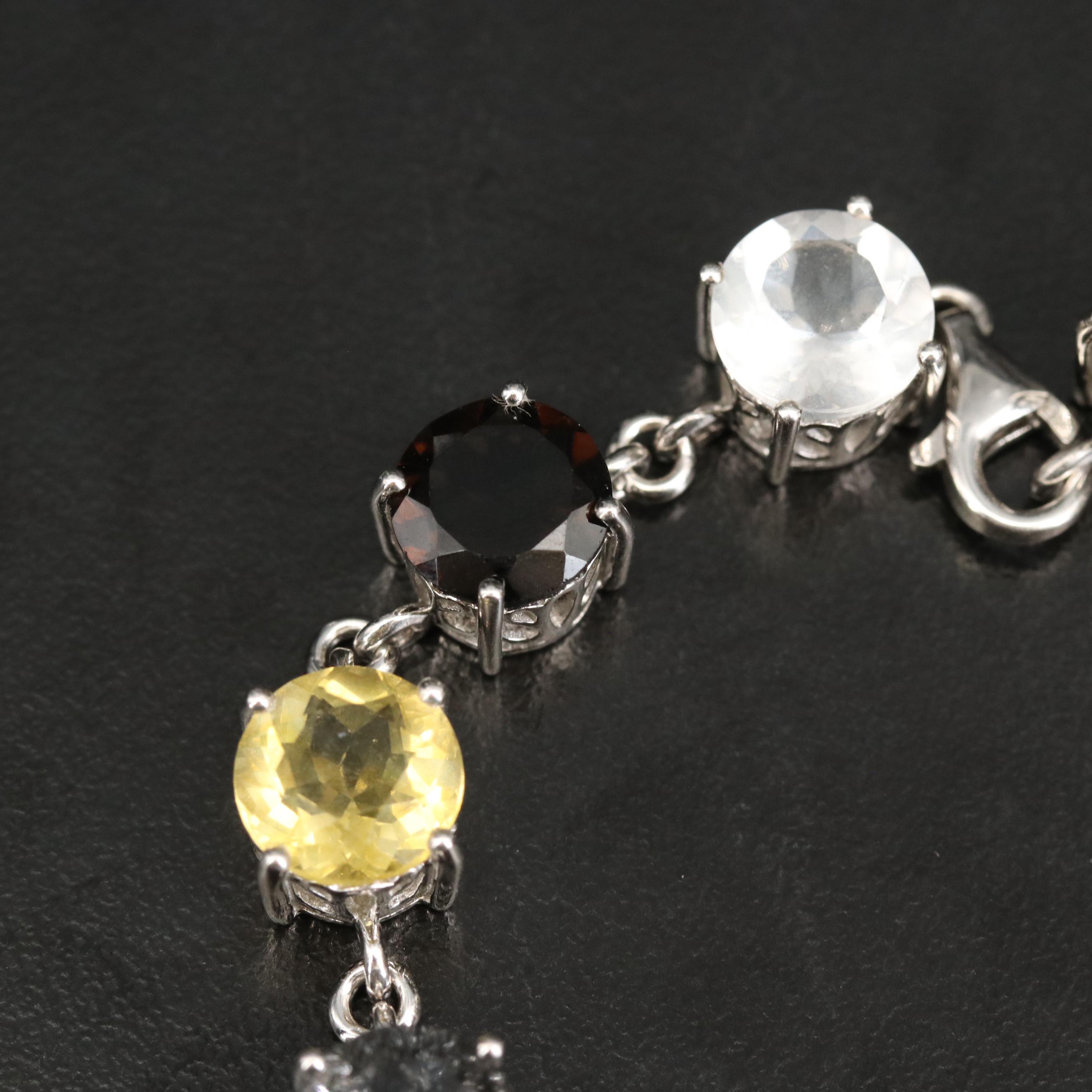 Sterling Smoky Quartz, Orthoclase and Quartz Bracelet