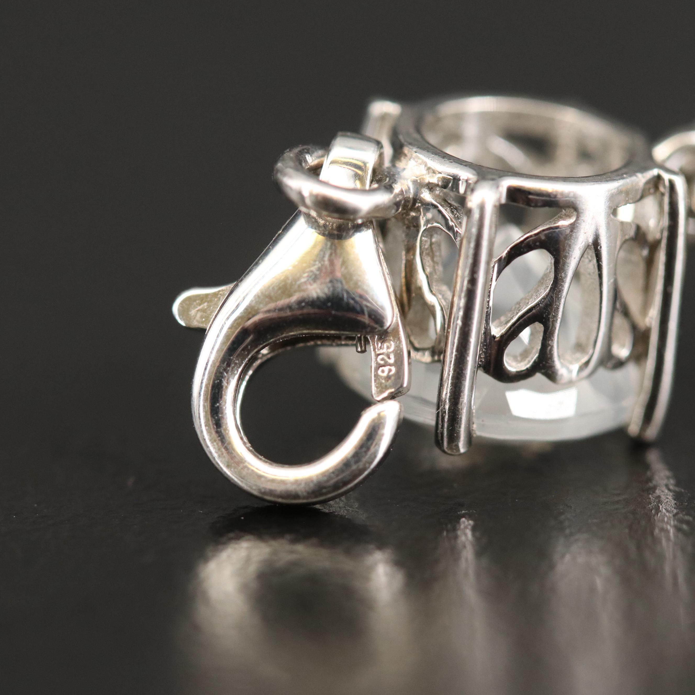 Sterling Smoky Quartz, Orthoclase and Quartz Bracelet