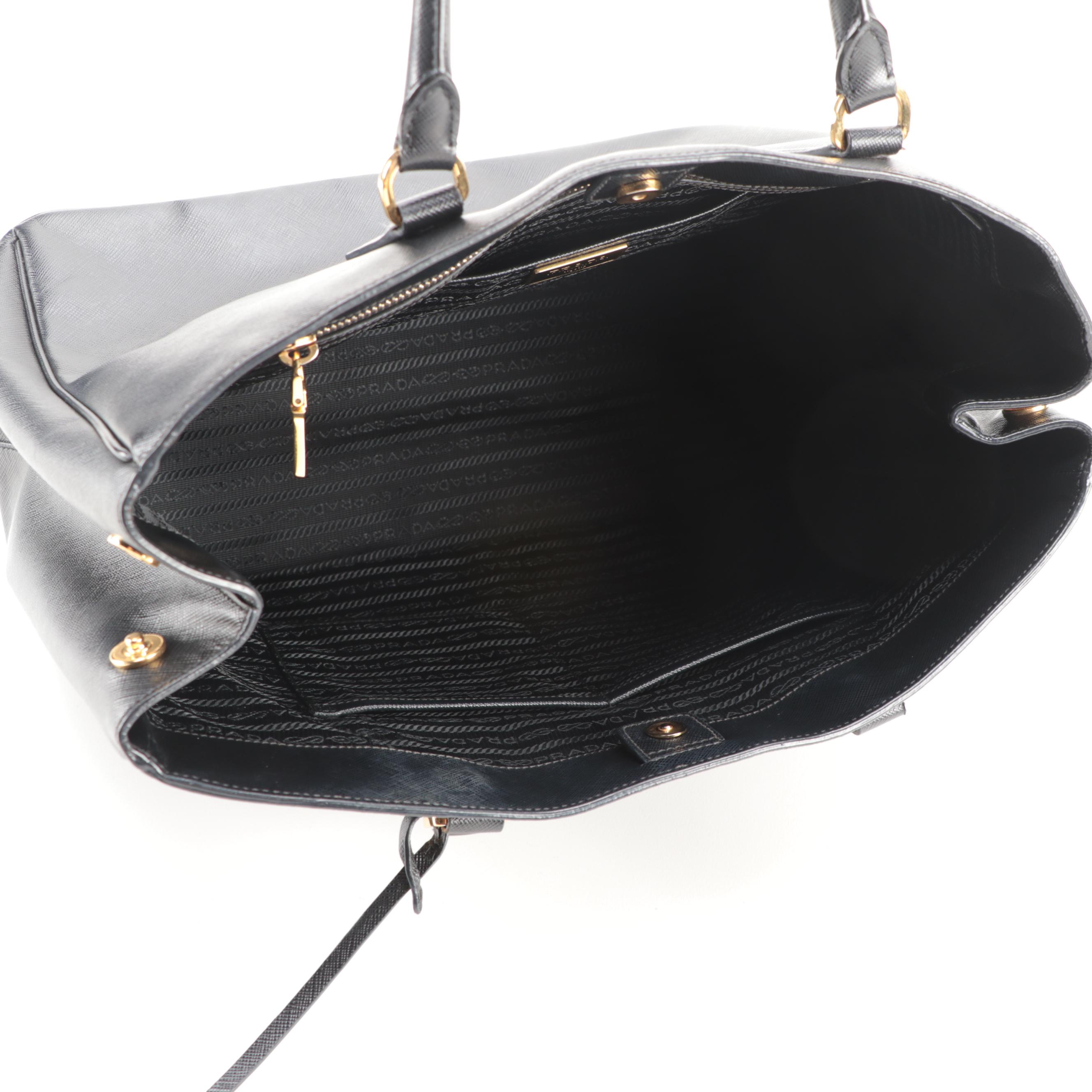 Prada Large Tote Bag in Black Saffiano Leather