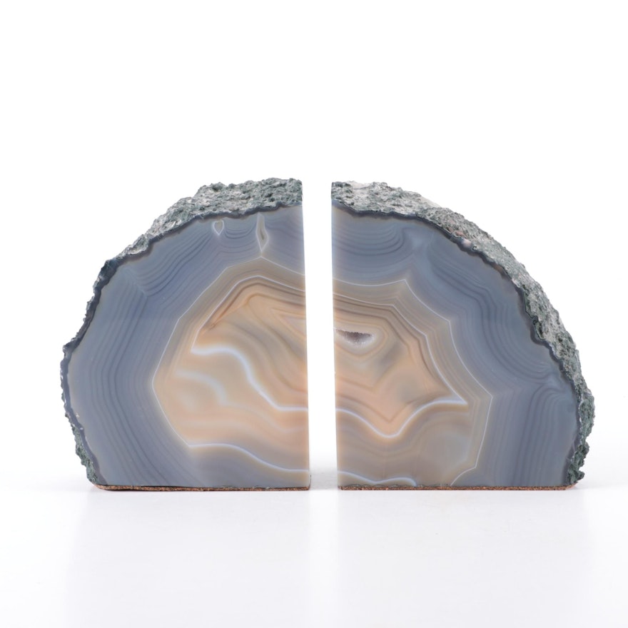 Polished Agate Geode Bookends