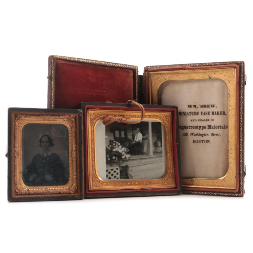 Tin Type Portrait Photograph with Bonded Leather Cases