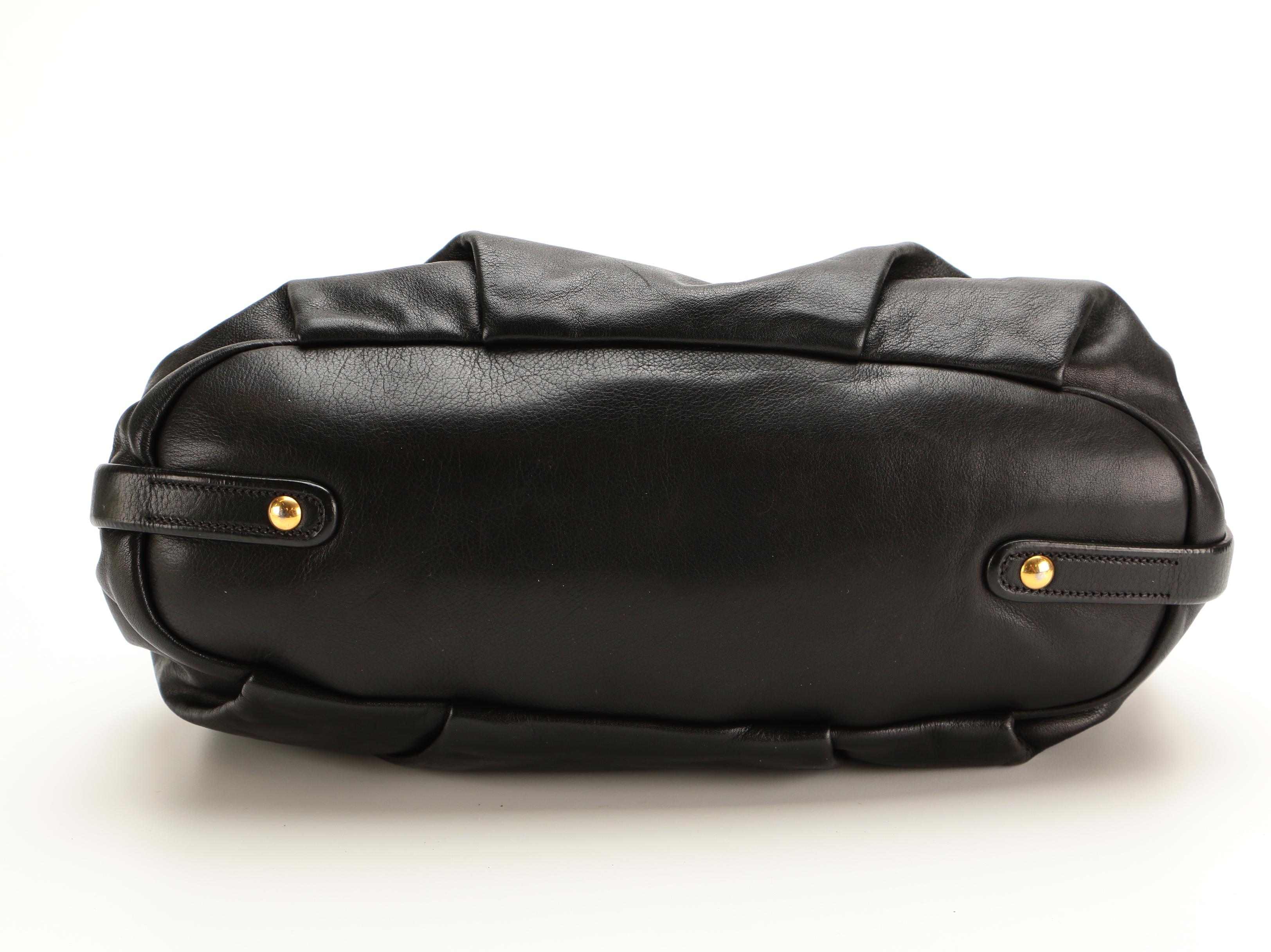 Prada Black Gathered and Pleated Leather Handbag