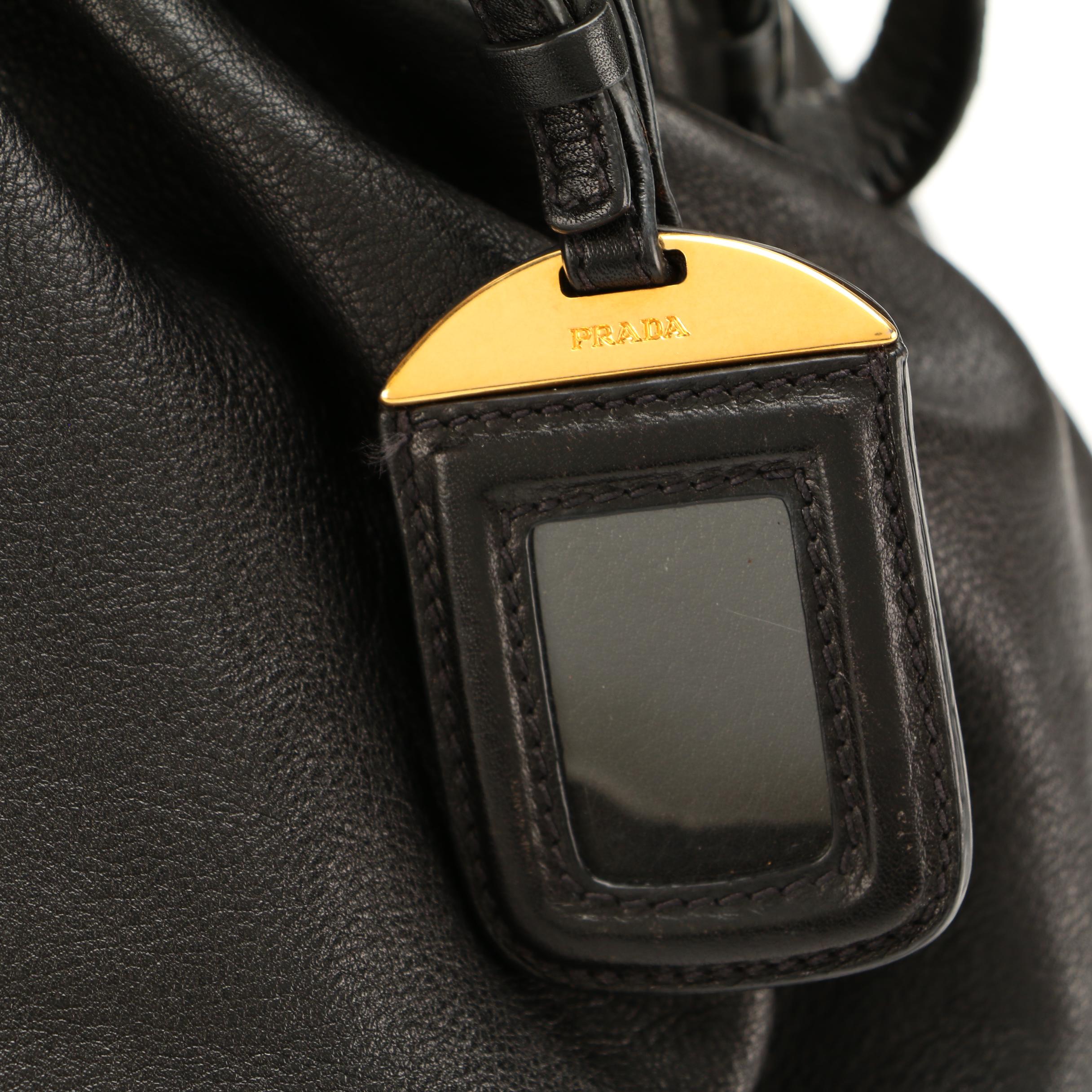 Prada Black Gathered and Pleated Leather Handbag