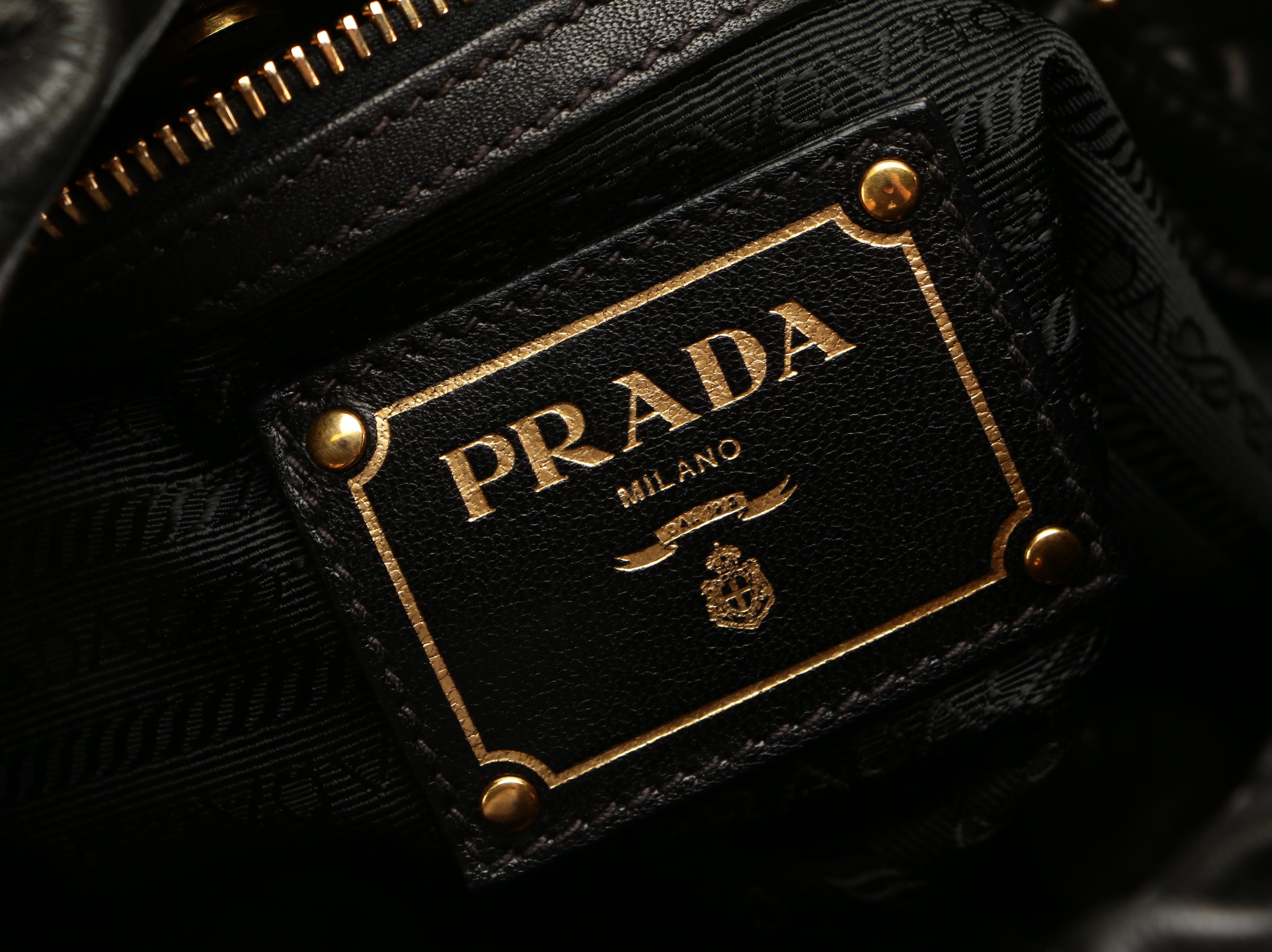 Prada Black Gathered and Pleated Leather Handbag