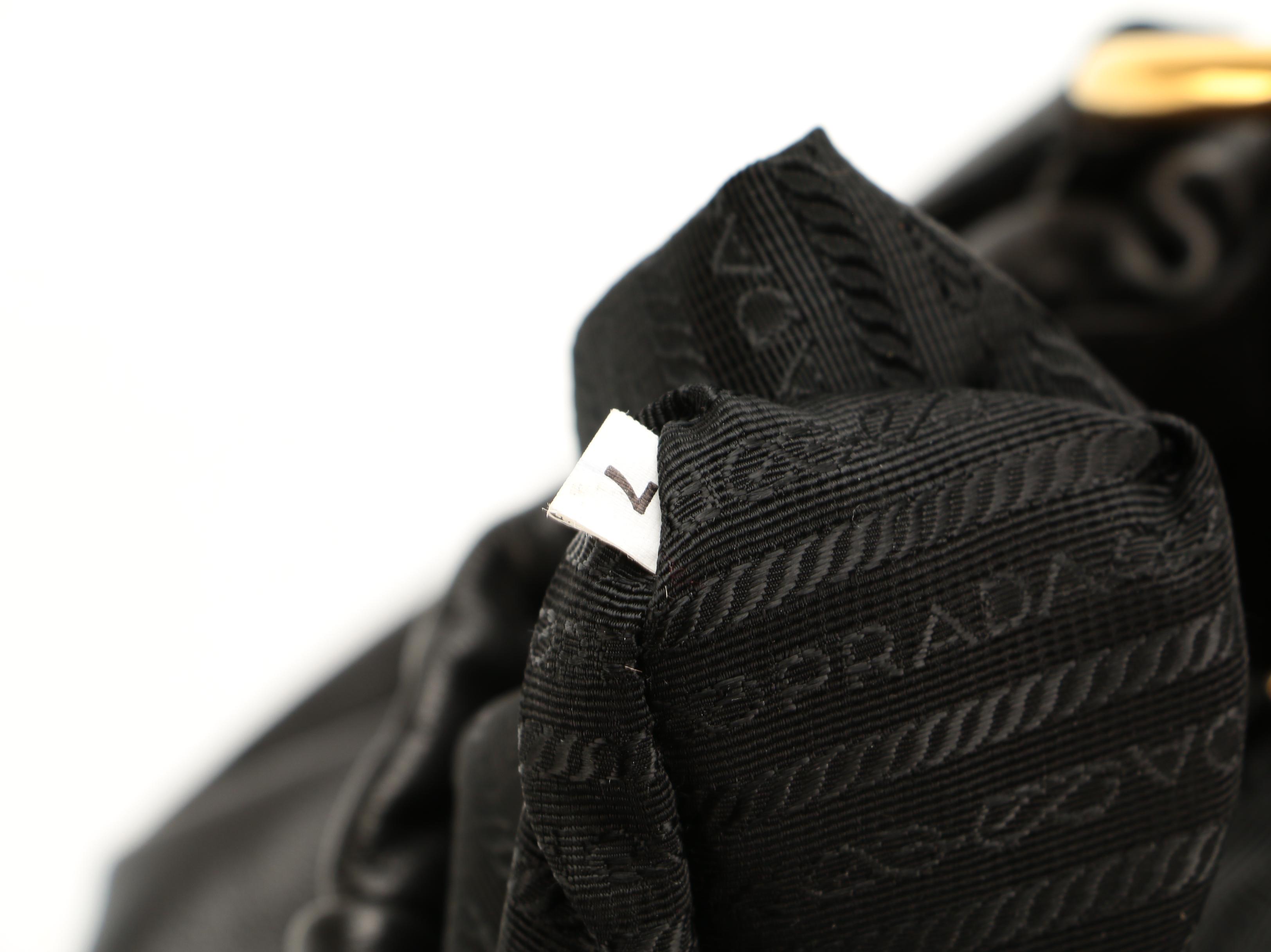 Prada Black Gathered and Pleated Leather Handbag