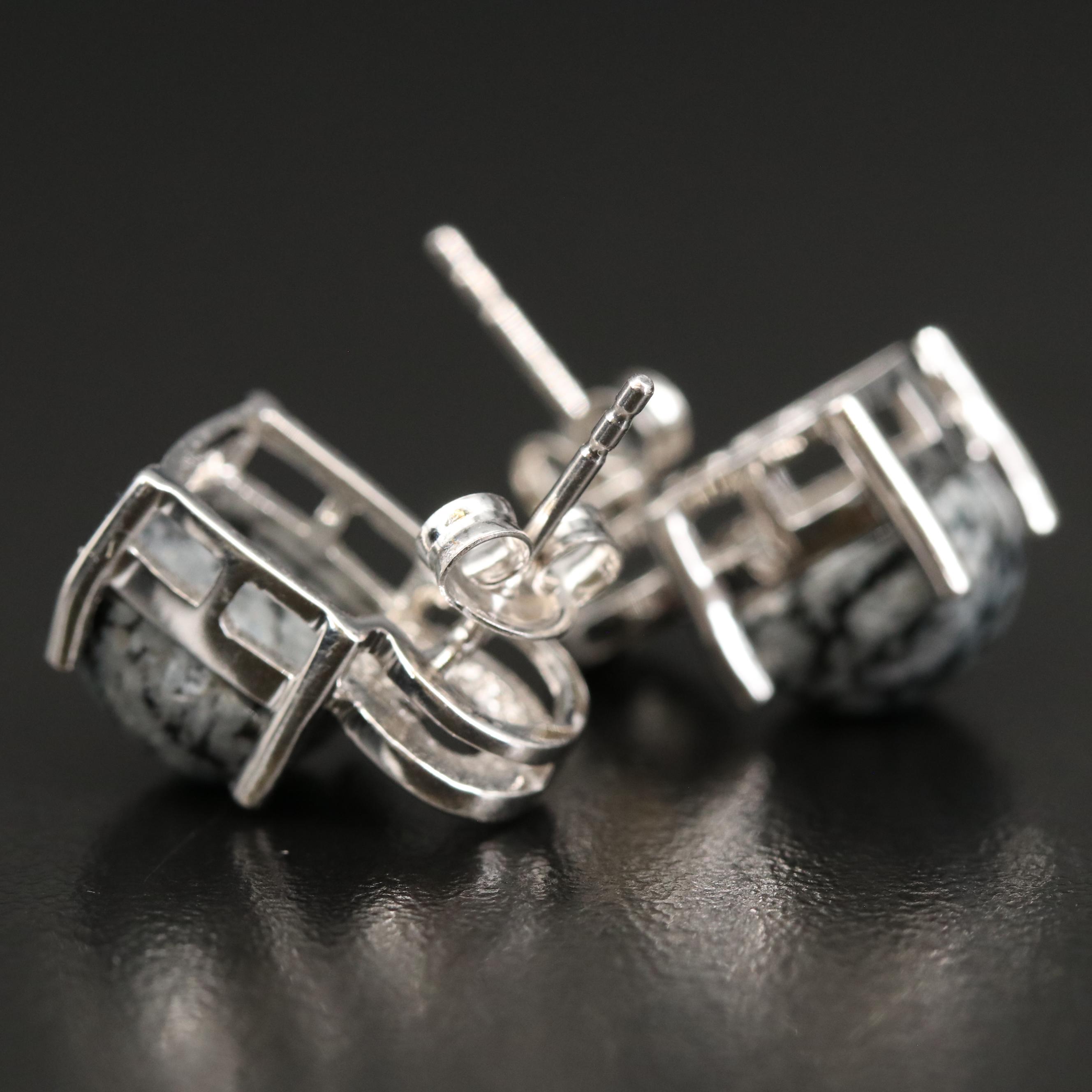 Sterling Drop and Stud Earrings with Tiger's Eye and Snowflake Obsidian