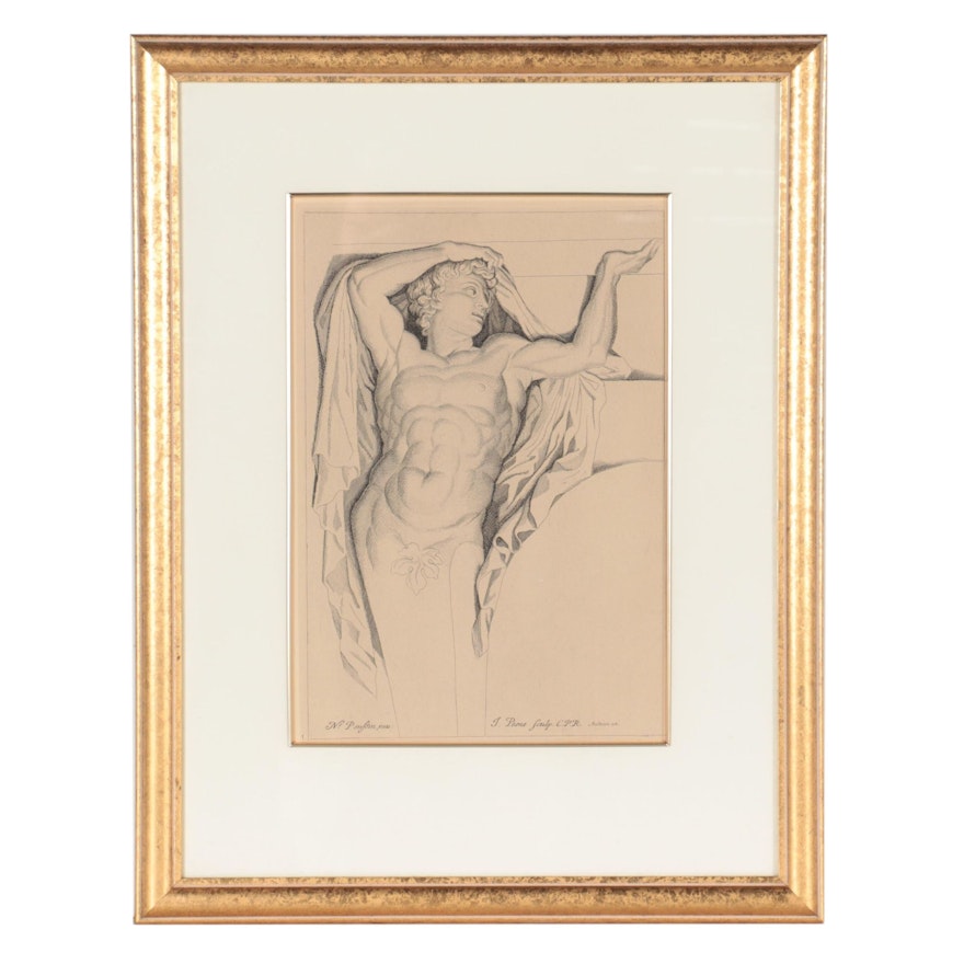 Engraving After Jean Pesne of Classical Nude Figure, Mid-20th Century