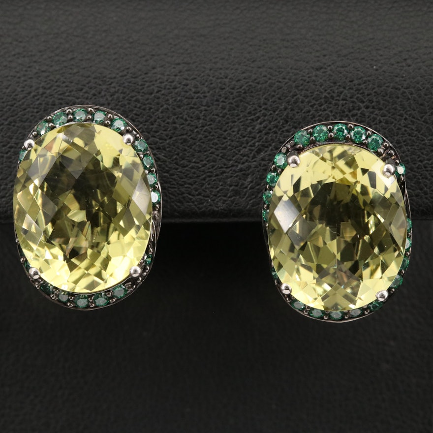 Sterling Silver Citrine and Cubic Zirconia Earrings