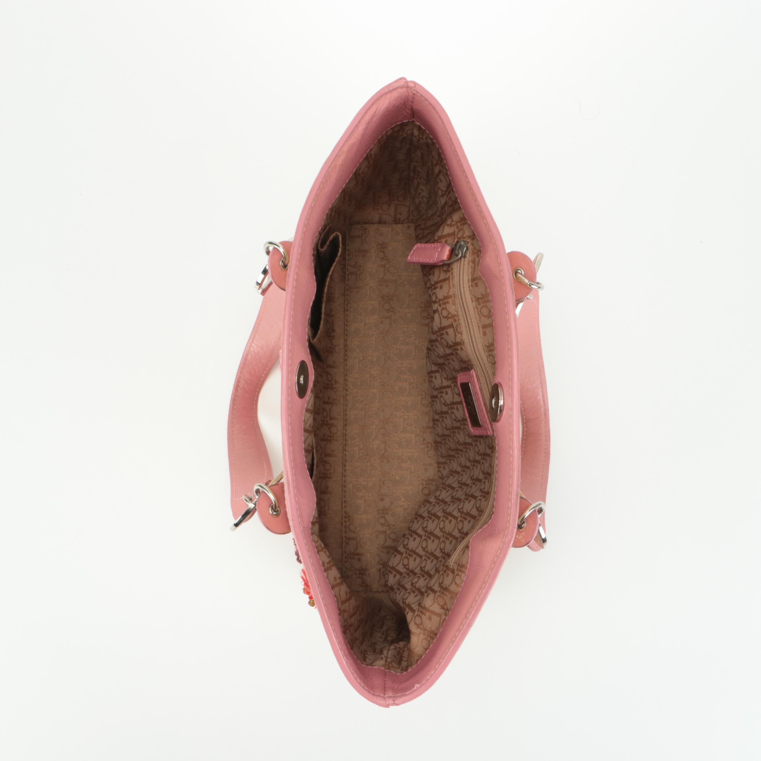 Christian Dior Limited Edition Straw Tote with Pink Leather Trim