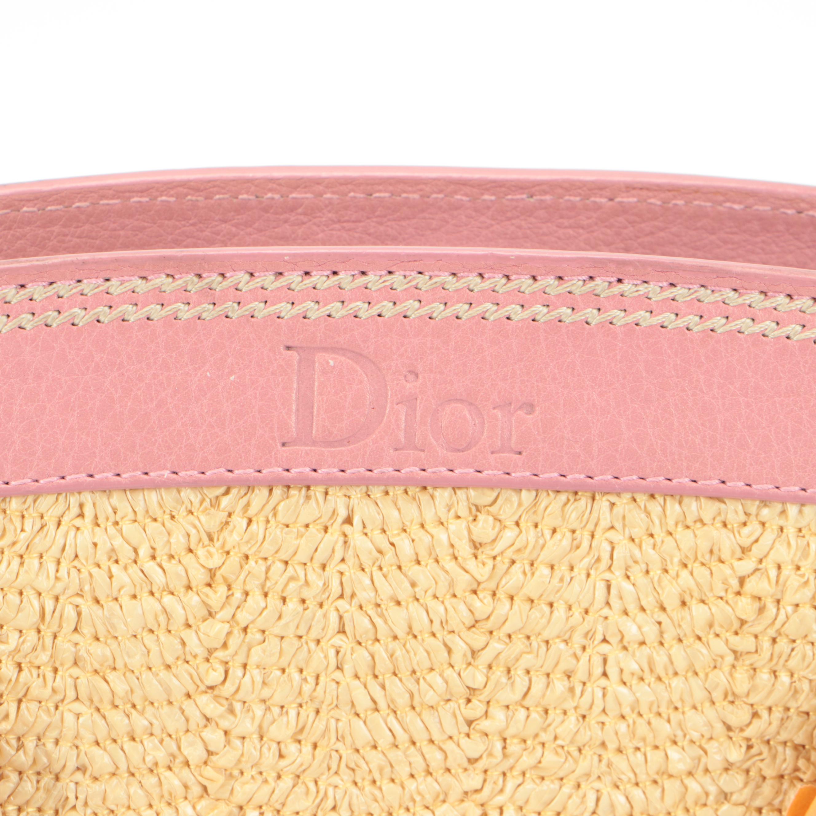 Christian Dior Limited Edition Straw Tote with Pink Leather Trim