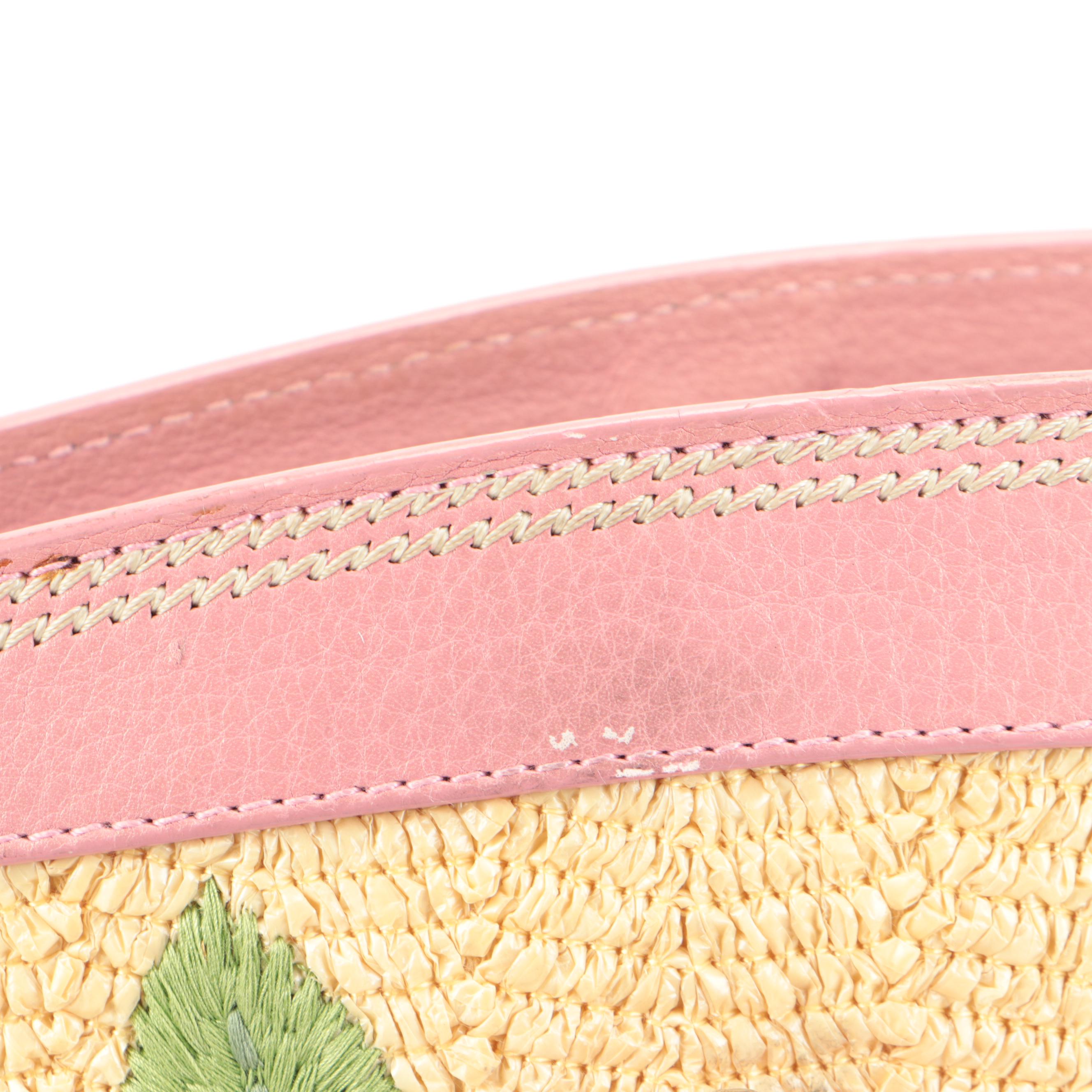 Christian Dior Limited Edition Straw Tote with Pink Leather Trim