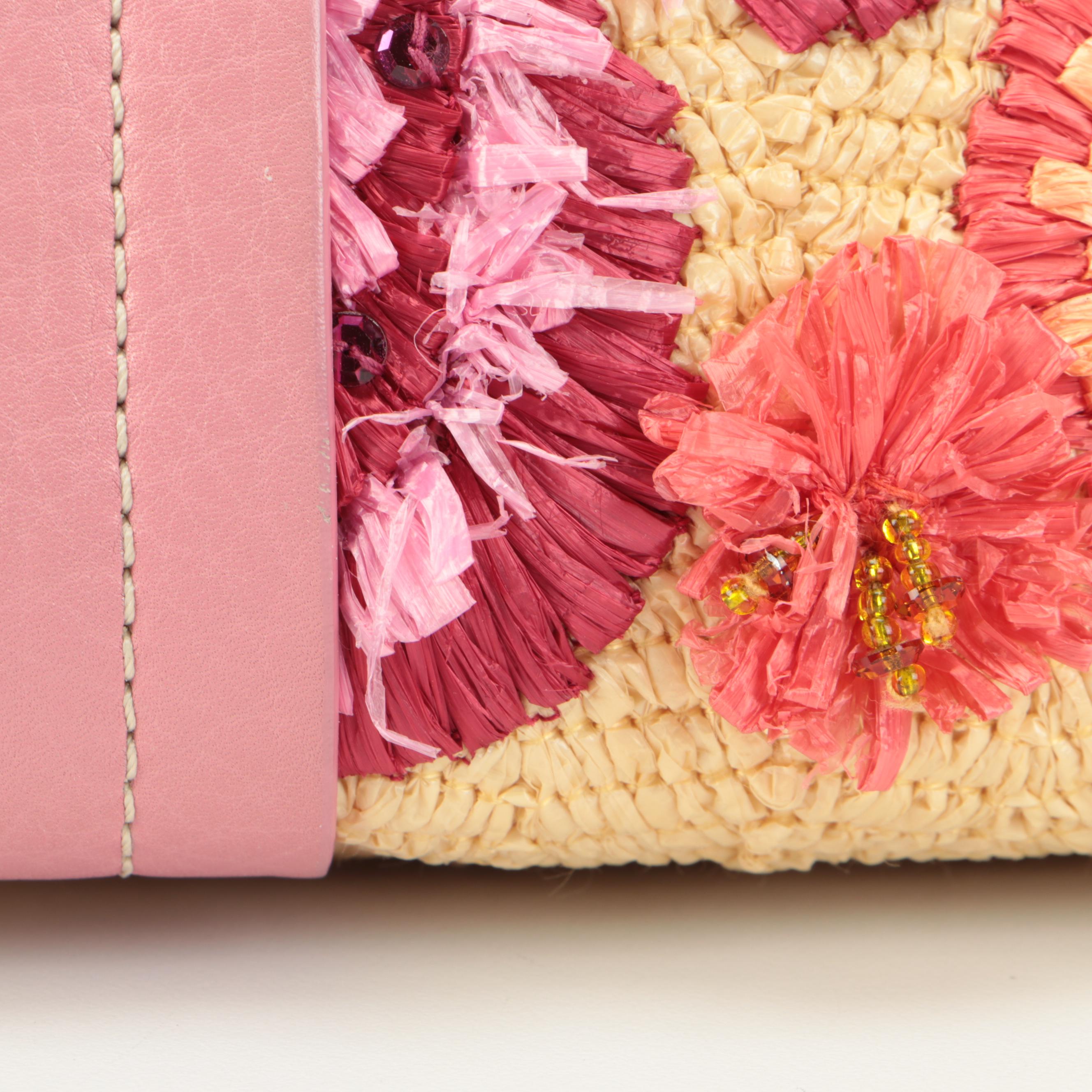 Christian Dior Limited Edition Straw Tote with Pink Leather Trim