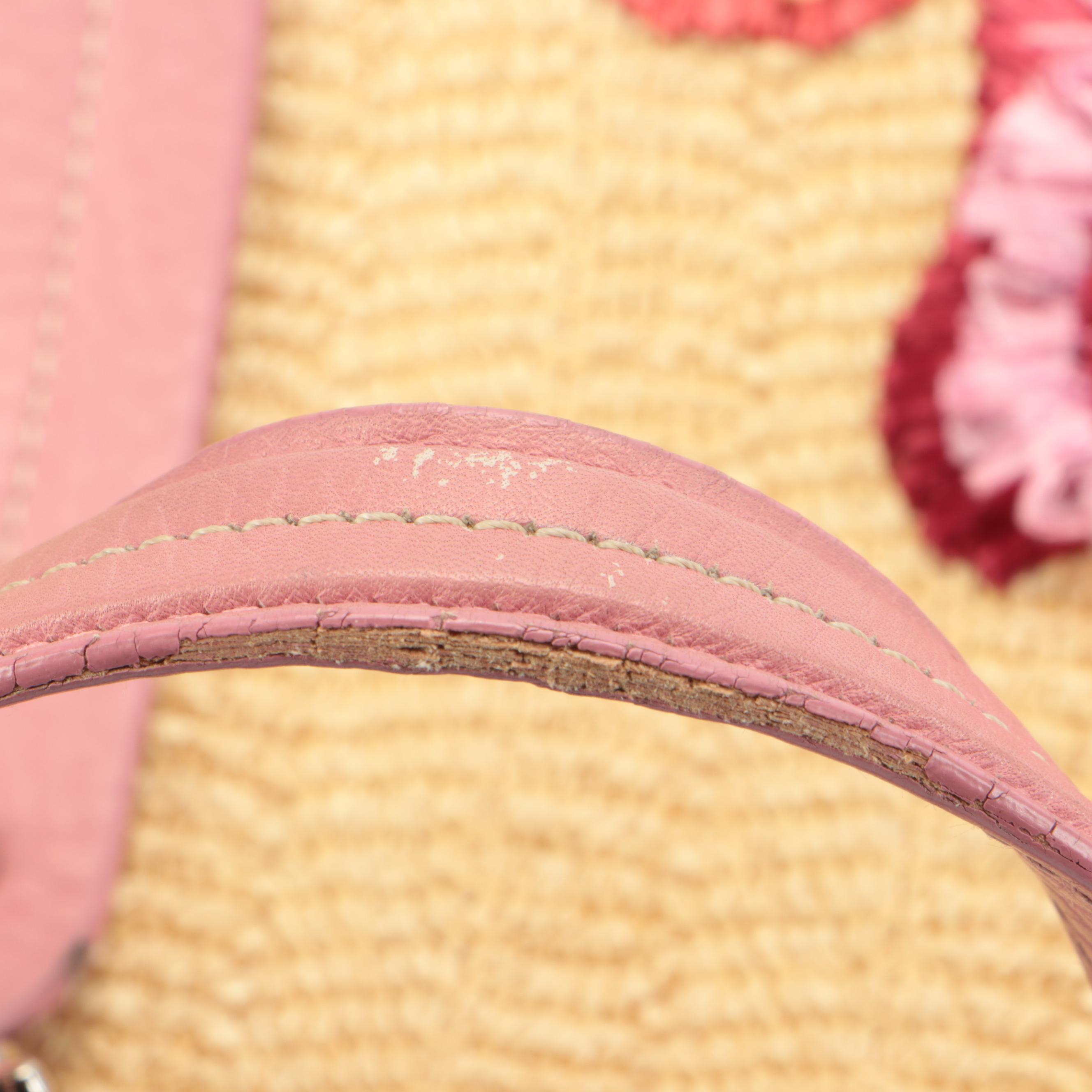 Christian Dior Limited Edition Straw Tote with Pink Leather Trim