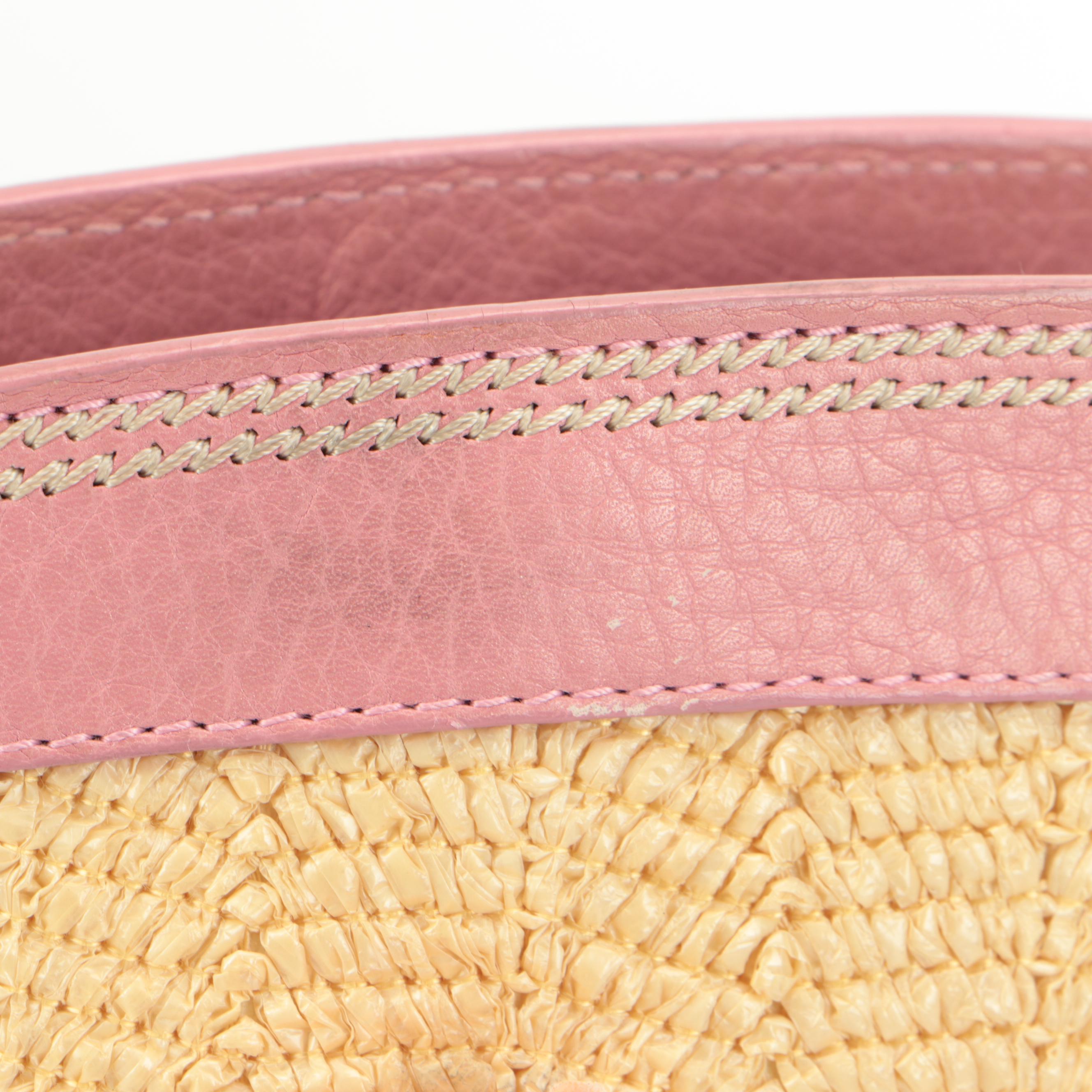 Christian Dior Limited Edition Straw Tote with Pink Leather Trim