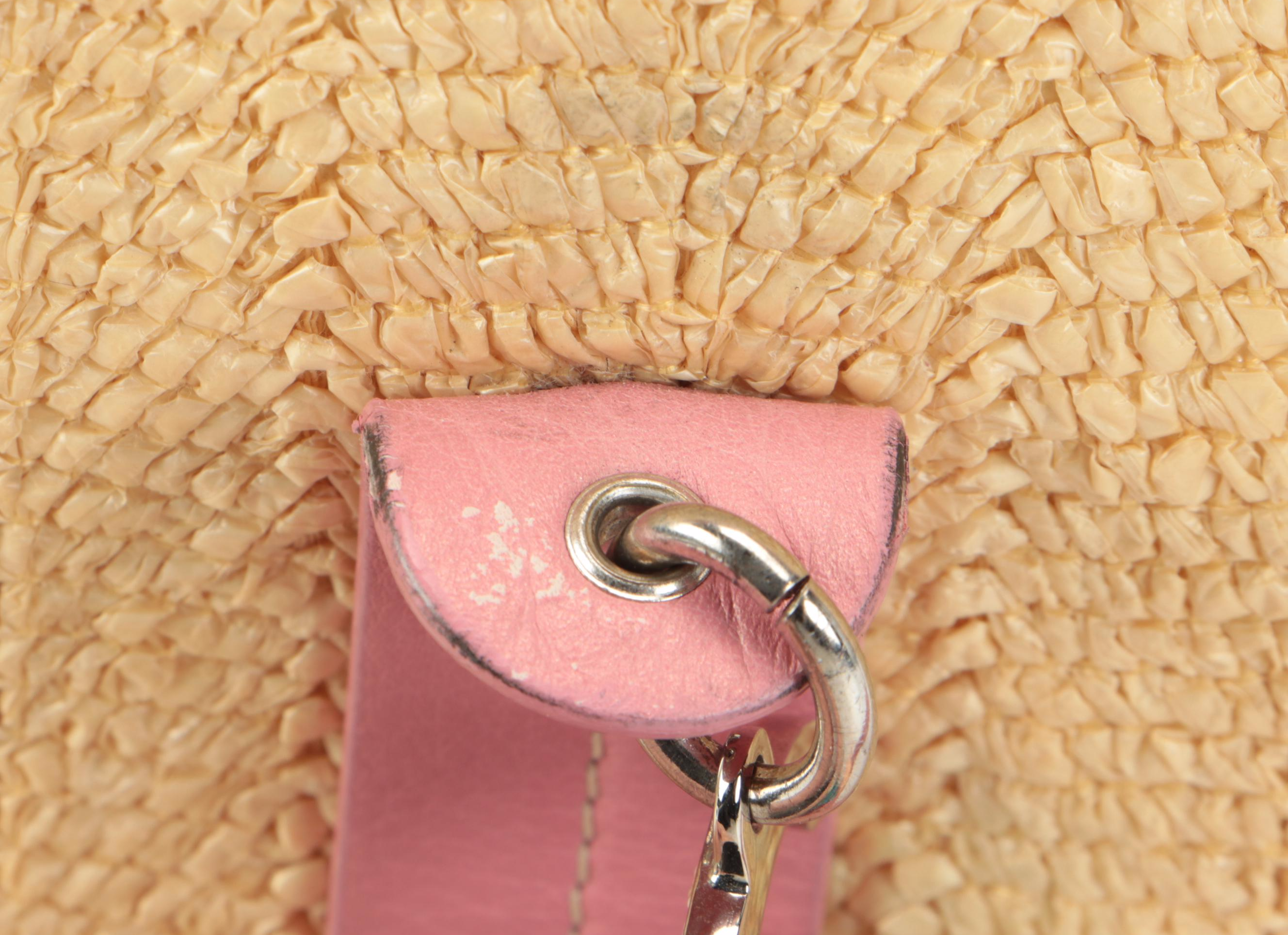 Christian Dior Limited Edition Straw Tote with Pink Leather Trim