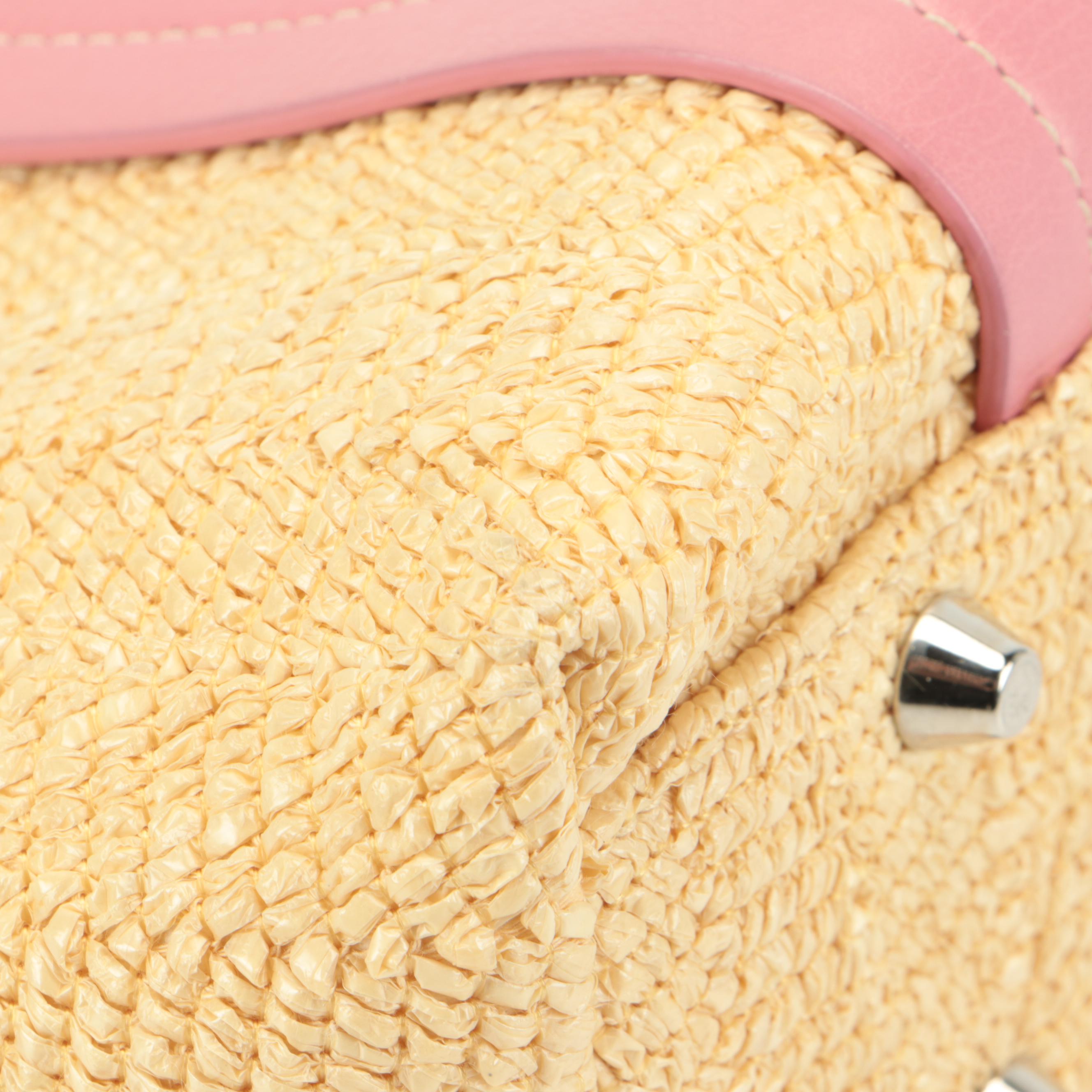 Christian Dior Limited Edition Straw Tote with Pink Leather Trim