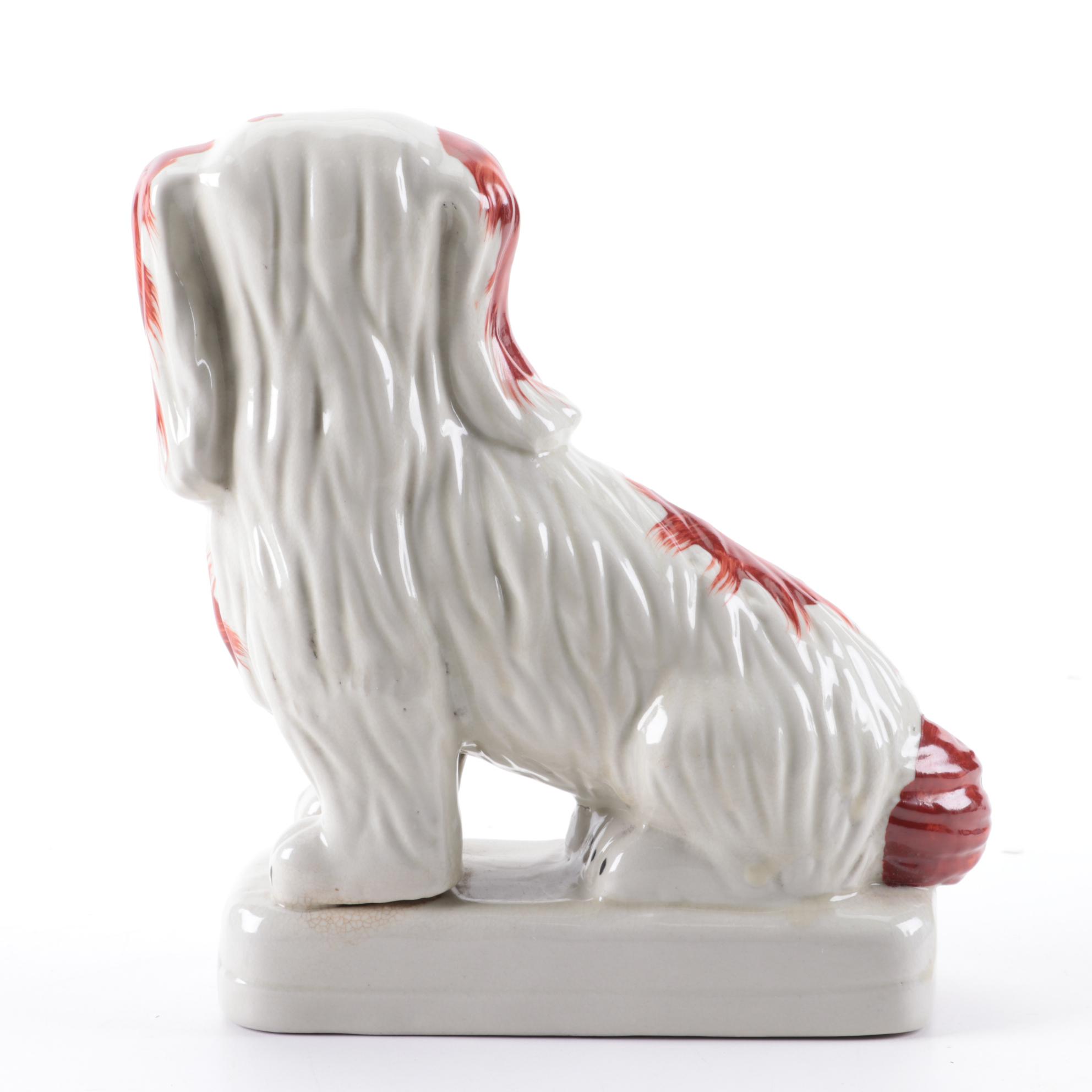 Staffordshire Ceramic Rust Colored Spaniel, Early 20th Century