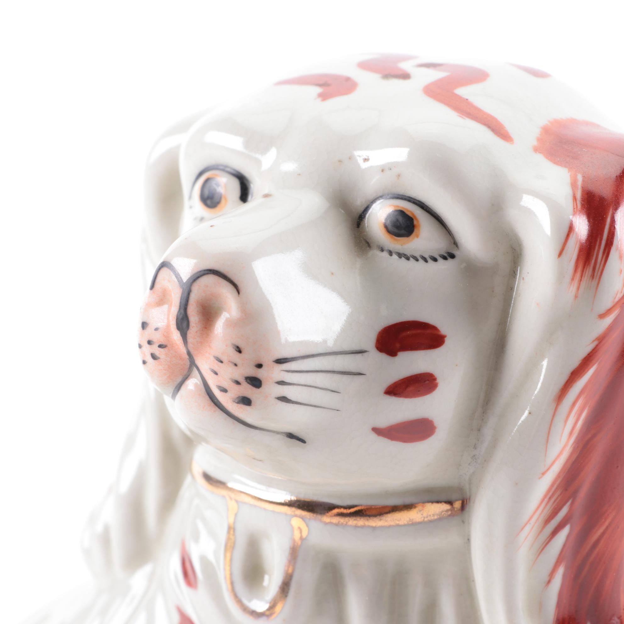 Staffordshire Ceramic Rust Colored Spaniel, Early 20th Century