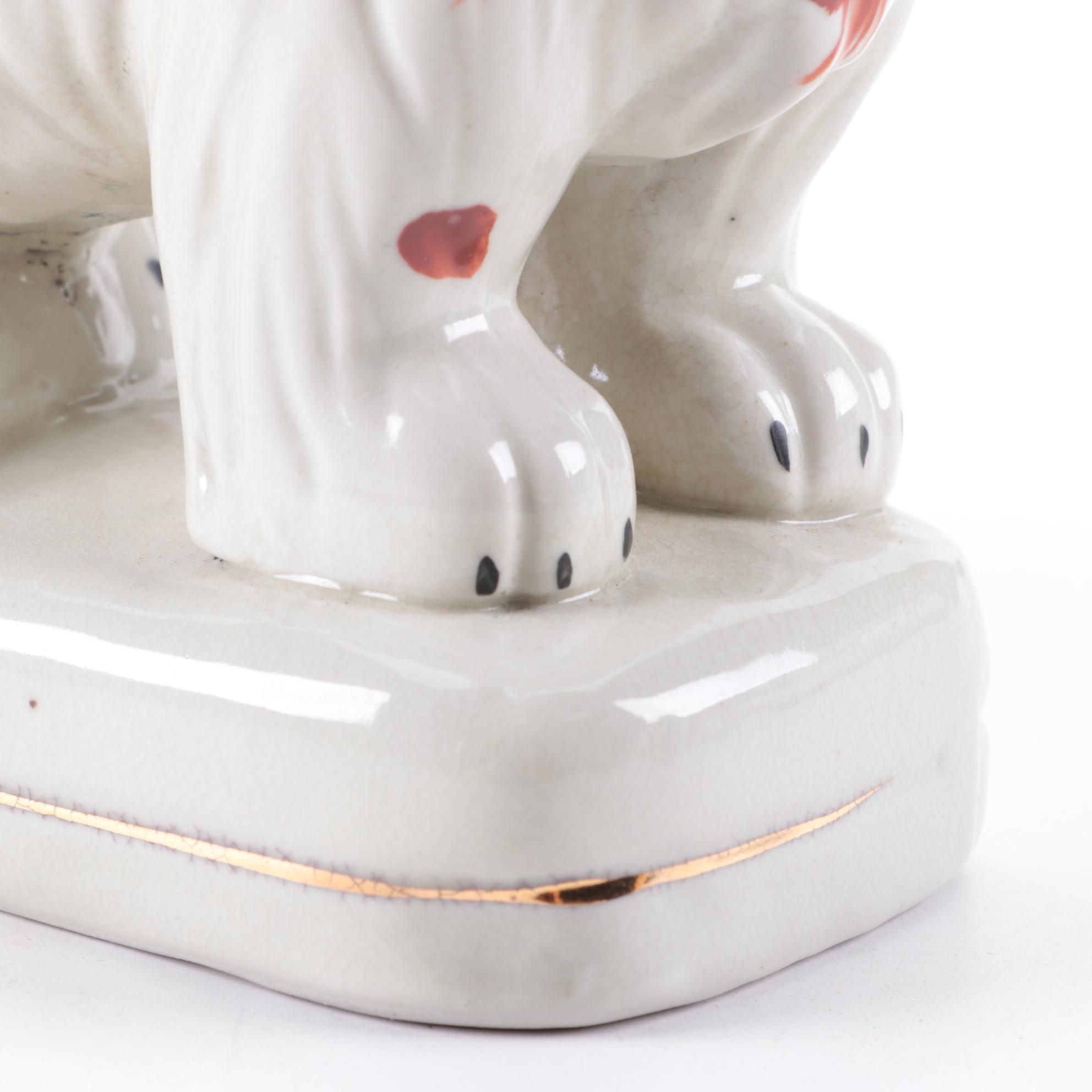 Staffordshire Ceramic Rust Colored Spaniel, Early 20th Century