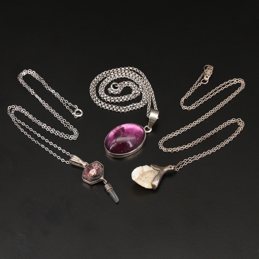 Sterling Necklaces Featuring Pearl, Amethyst and Tourmaline