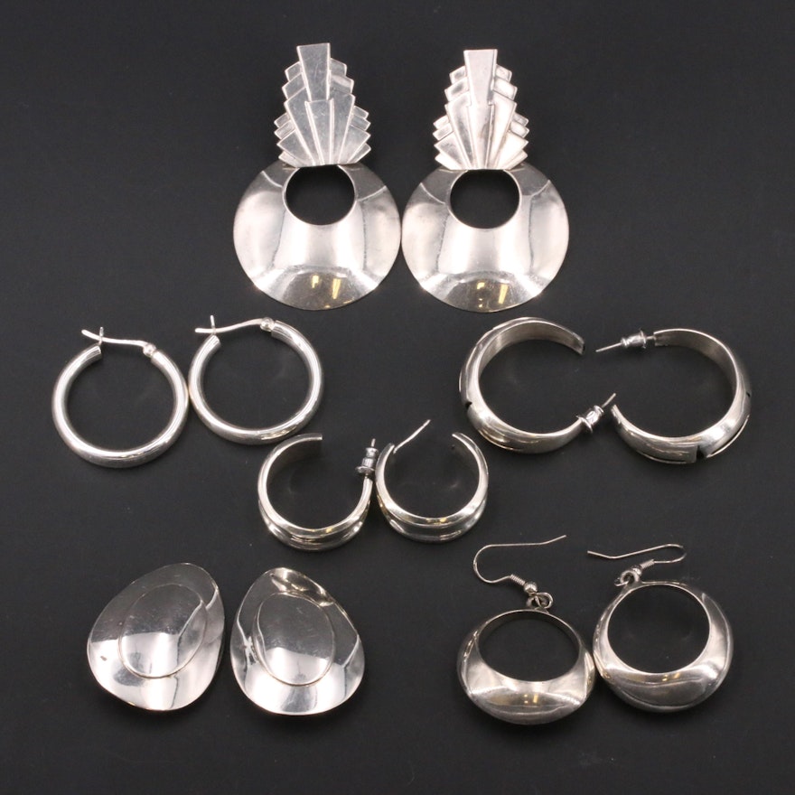 Sterling Earrings Featuring Mexican Hoop Earrings