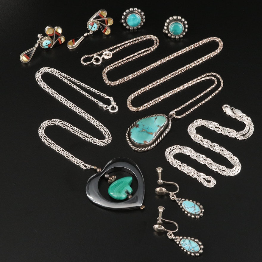 Southwestern Style Sterling Silver Turquoise and Gemstone Jewelry