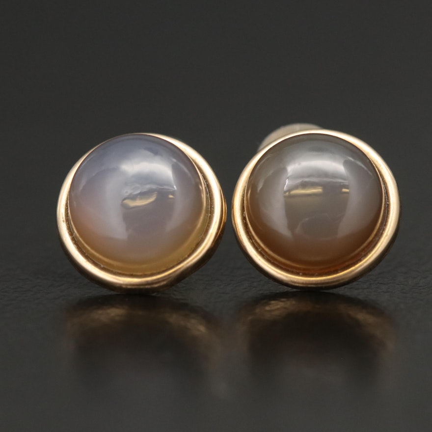 14K Chalcedony Stud Earrings