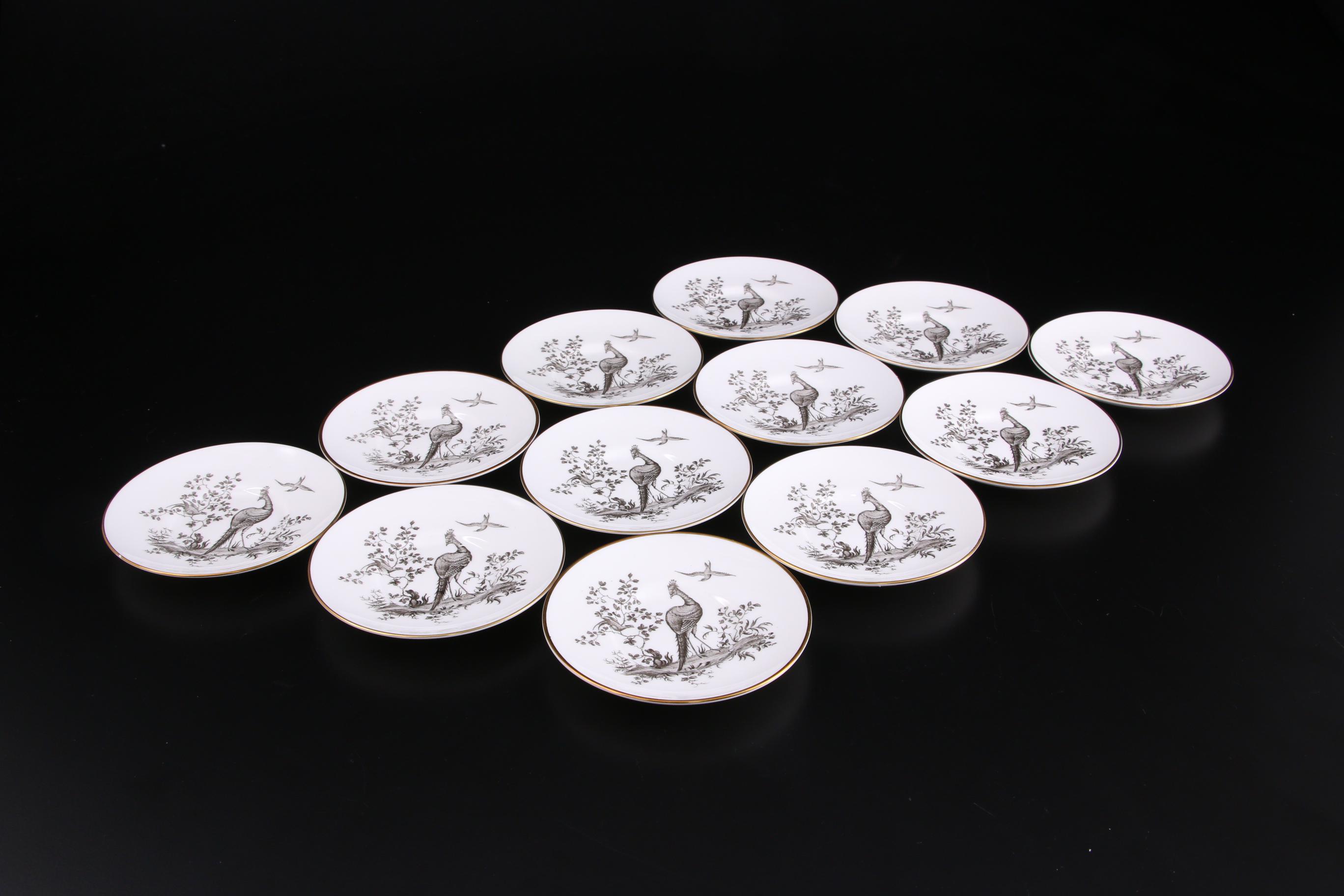 Royal Worcester "Pheasant Black" Bone China Demitasse Cups and Saucers