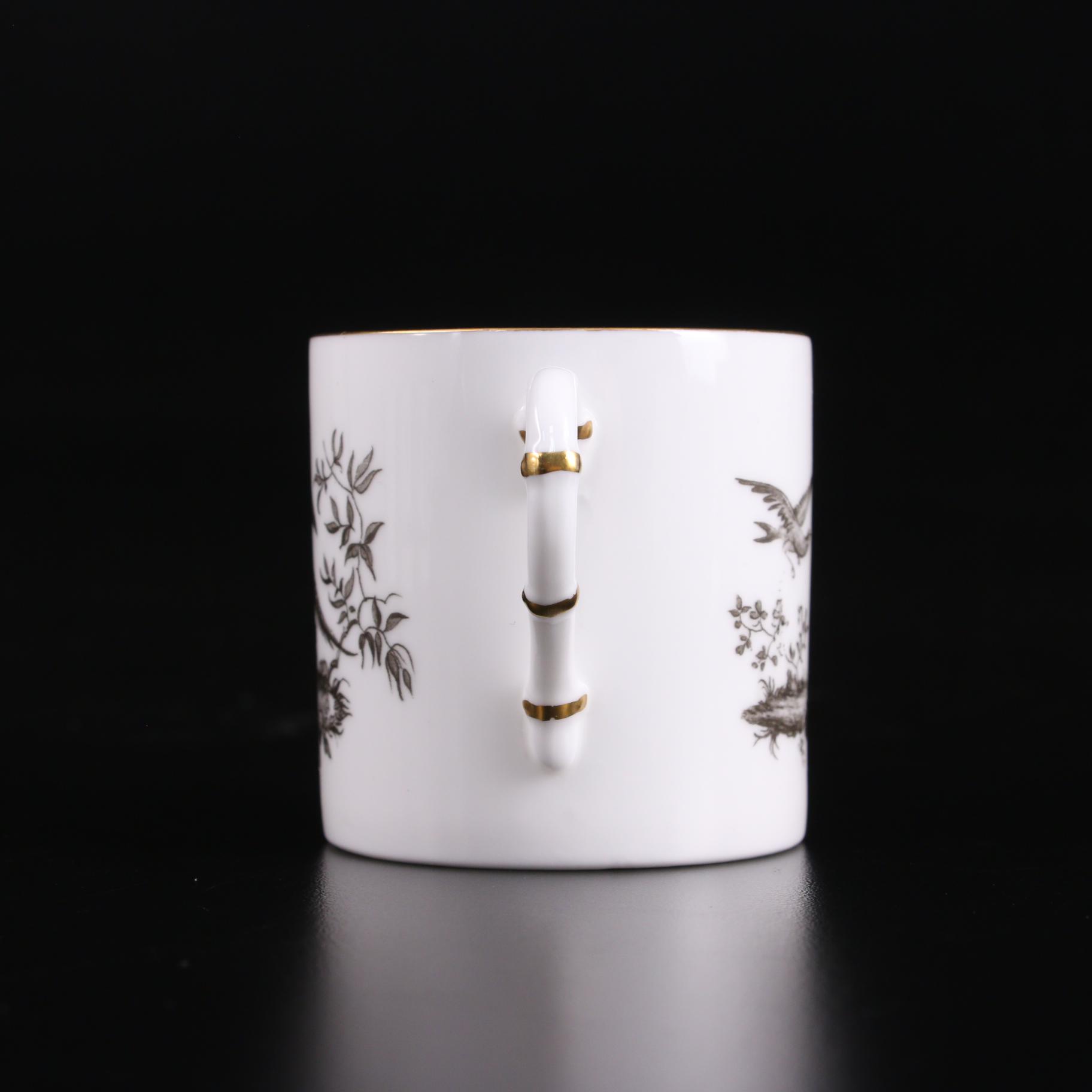 Royal Worcester "Pheasant Black" Bone China Demitasse Cups and Saucers