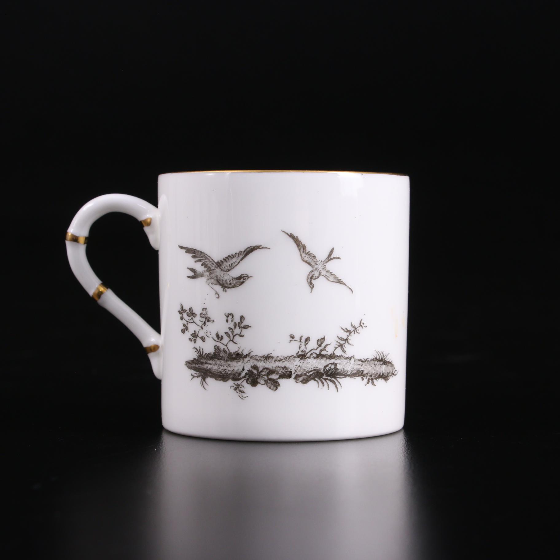Royal Worcester "Pheasant Black" Bone China Demitasse Cups and Saucers