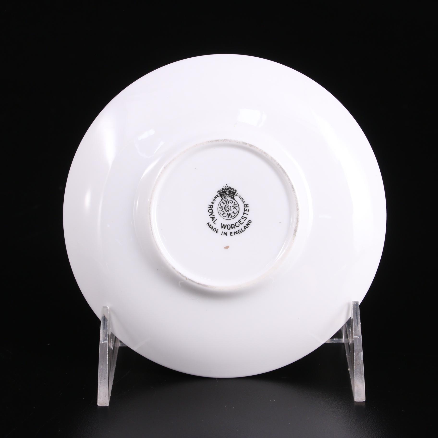 Royal Worcester "Pheasant Black" Bone China Demitasse Cups and Saucers