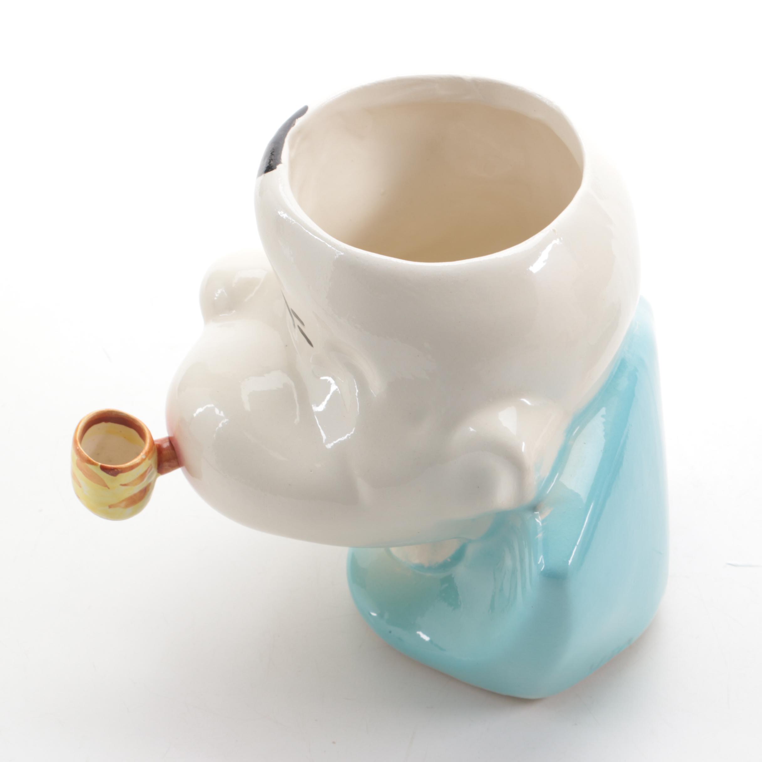 "Popeye" and "Olive Oyl" Ceramic Cookie Jars and Coffee Mug