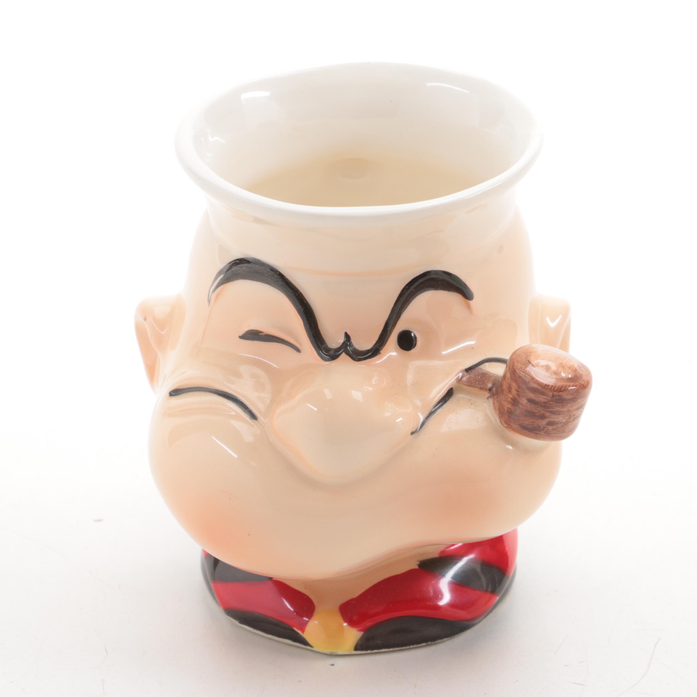 "Popeye" and "Olive Oyl" Ceramic Cookie Jars and Coffee Mug