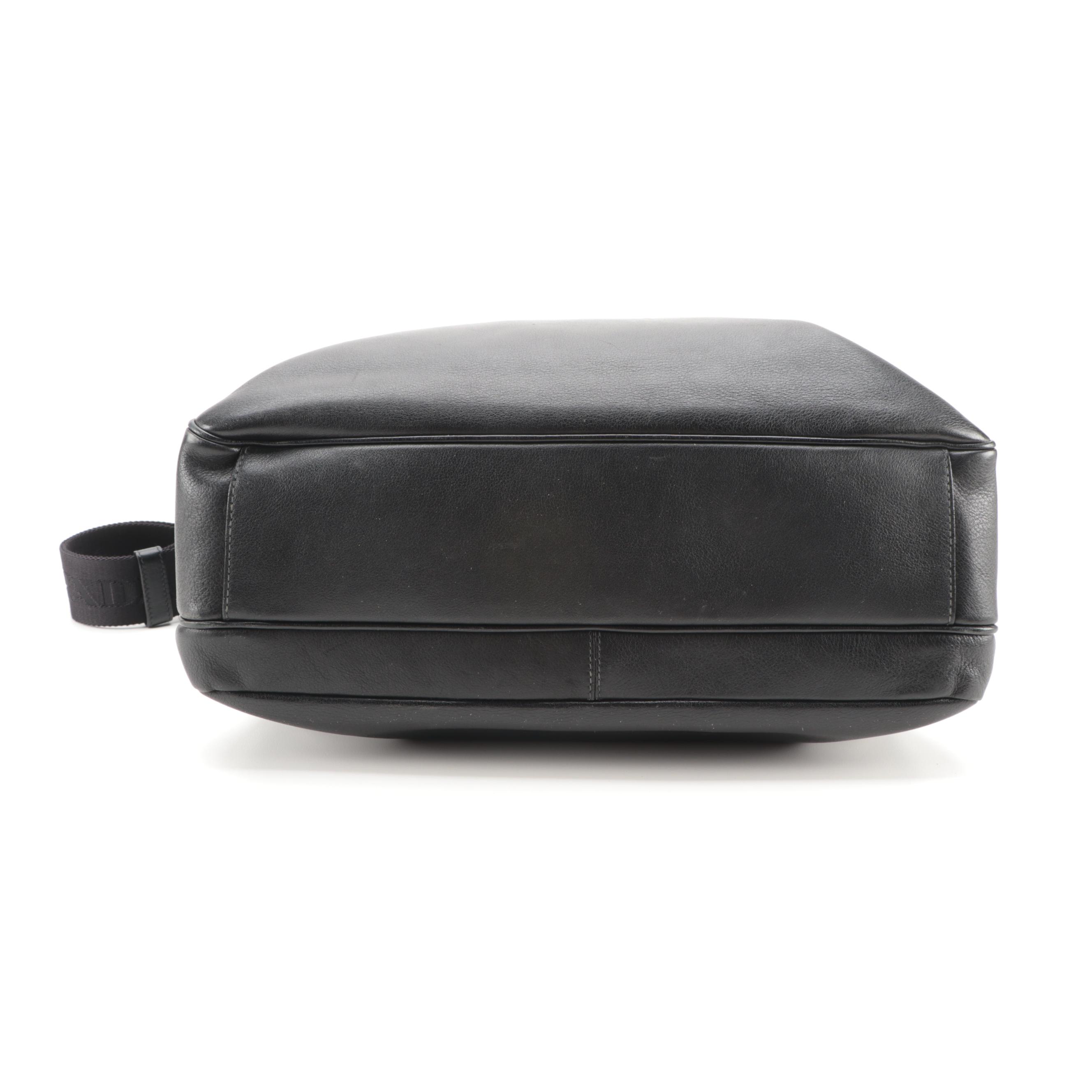 Prada Black Leather Two-Way Shoulder Zip Tote