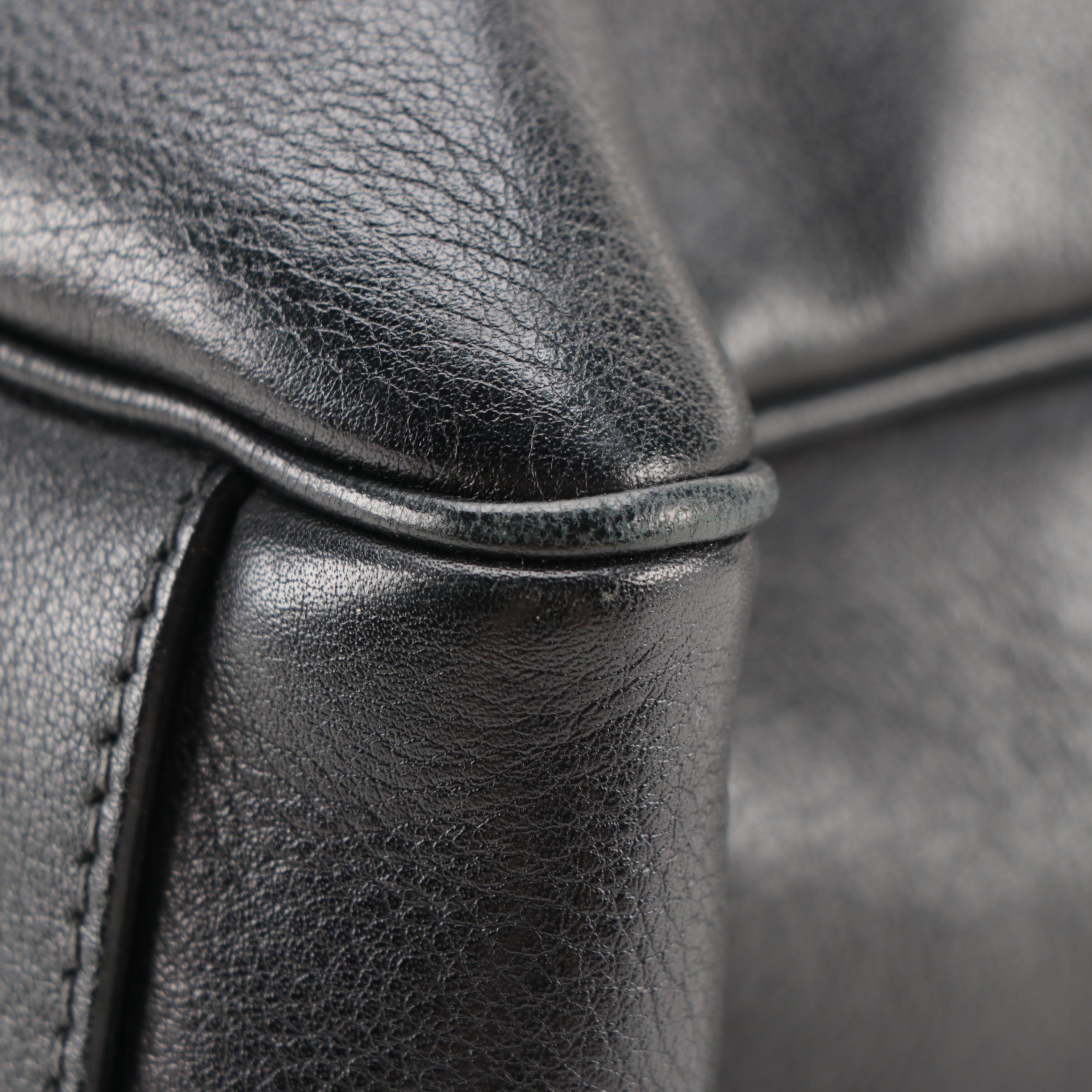 Prada Black Leather Two-Way Shoulder Zip Tote