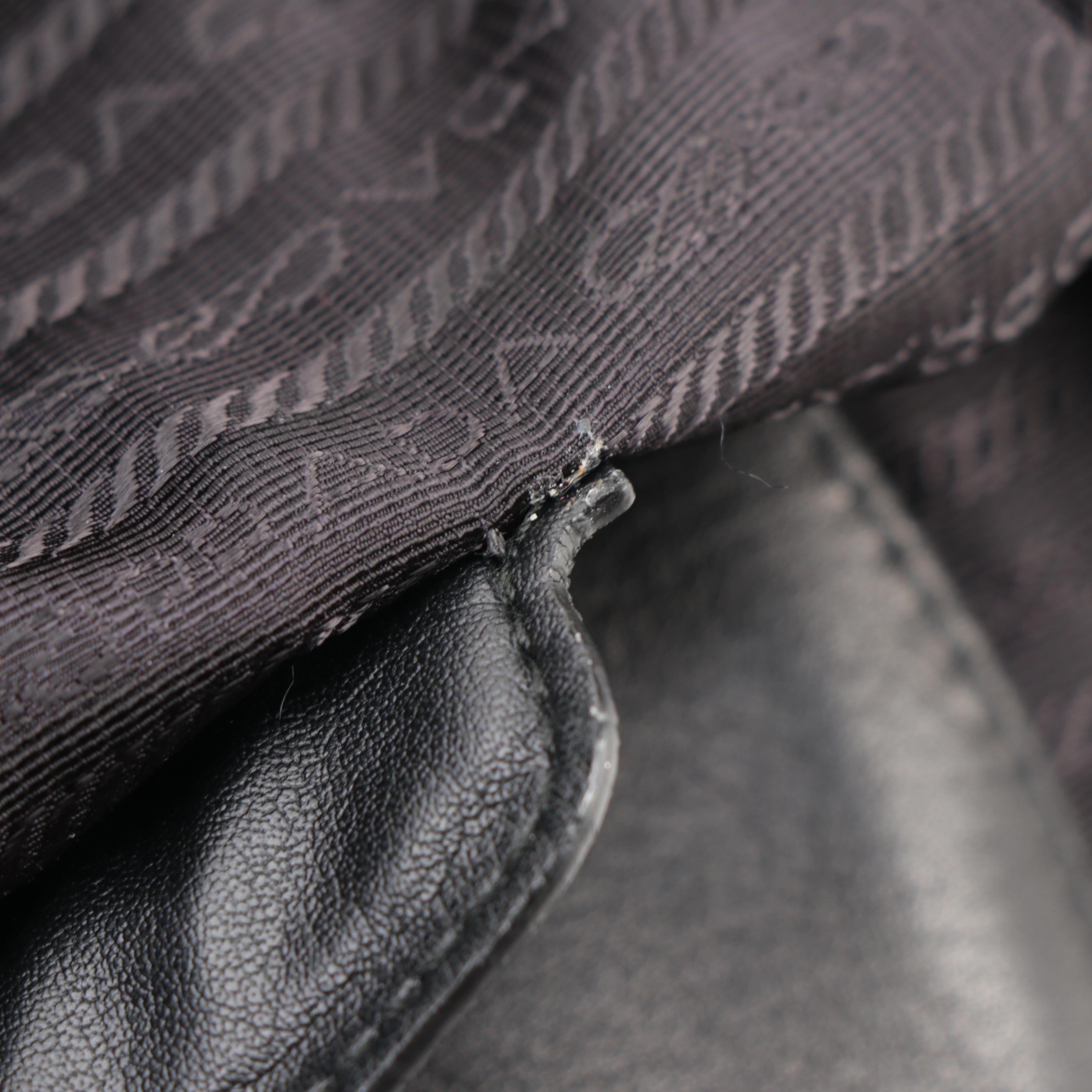 Prada Black Leather Two-Way Shoulder Zip Tote