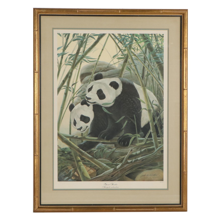 John A. Ruthven Offset Lithograph "Giant Pandas," Late 20th Century