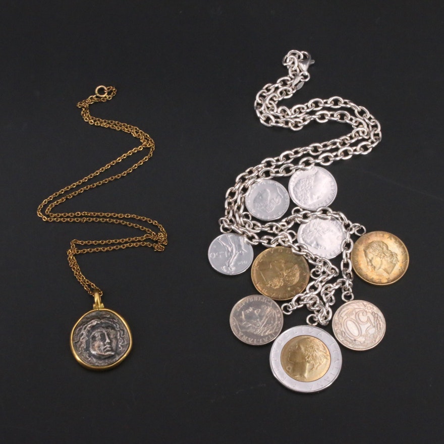Coin Necklaces Featuring Metropolitan Museum of Art Ardent Coin Replica Pendant