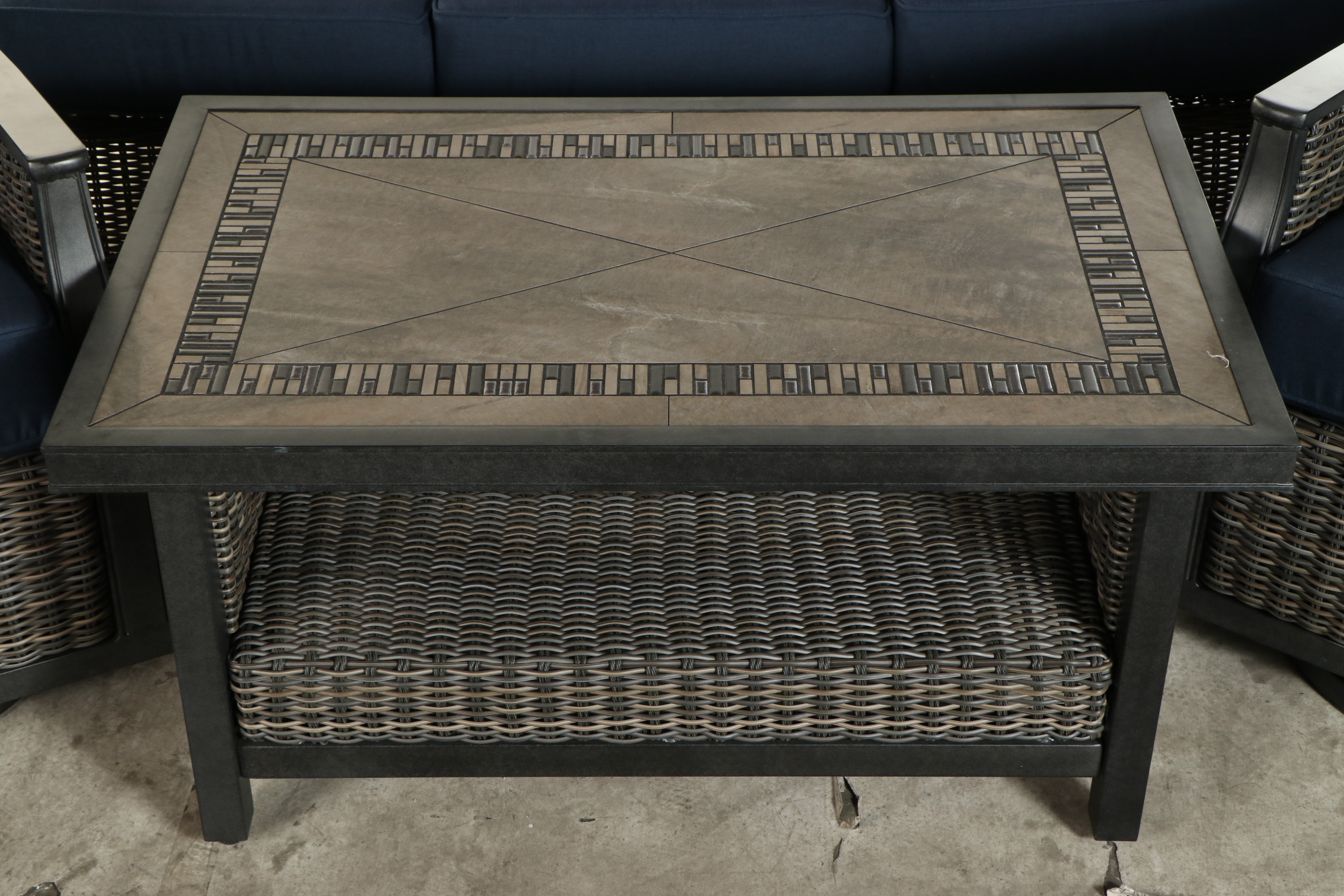 Agio Resin Wicker Upholstered Four-Piece Patio Lounge Set