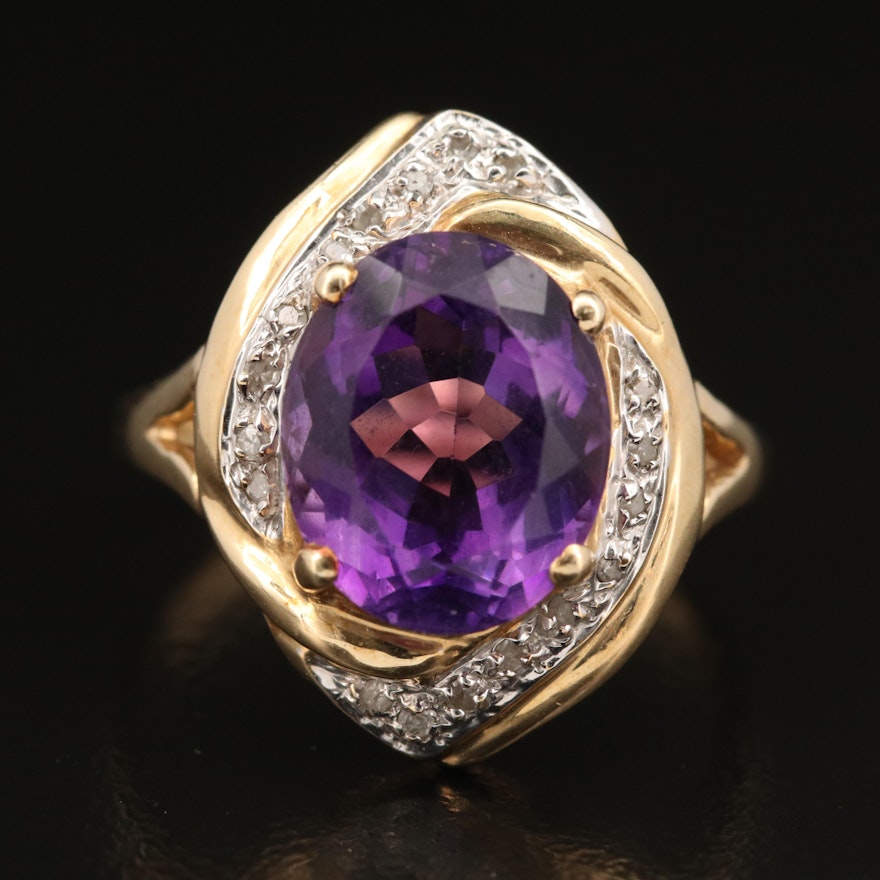 14K Amethyst and Diamond Ring