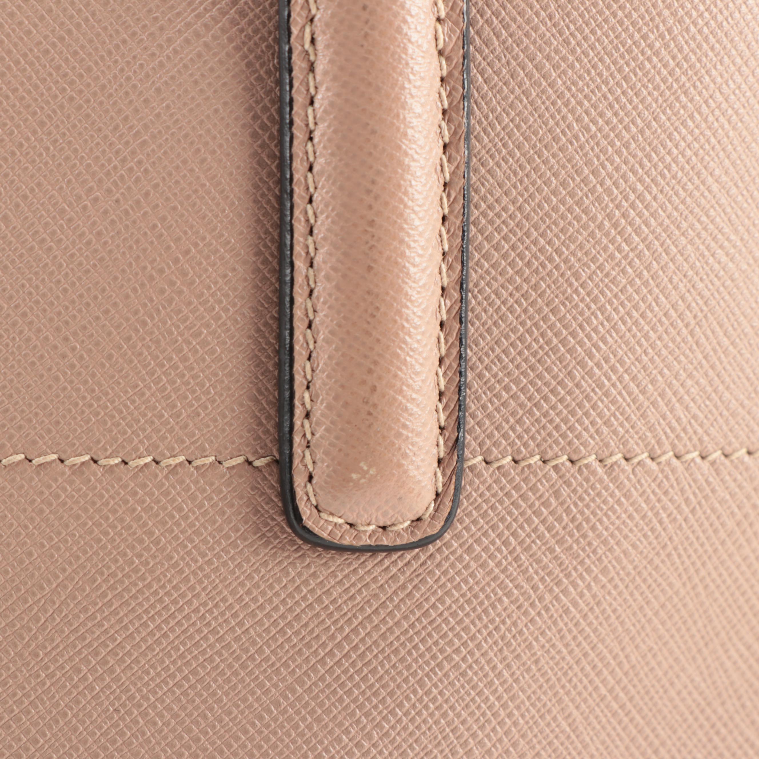 Prada Blush Beige Saffiano Leather Zip Tote