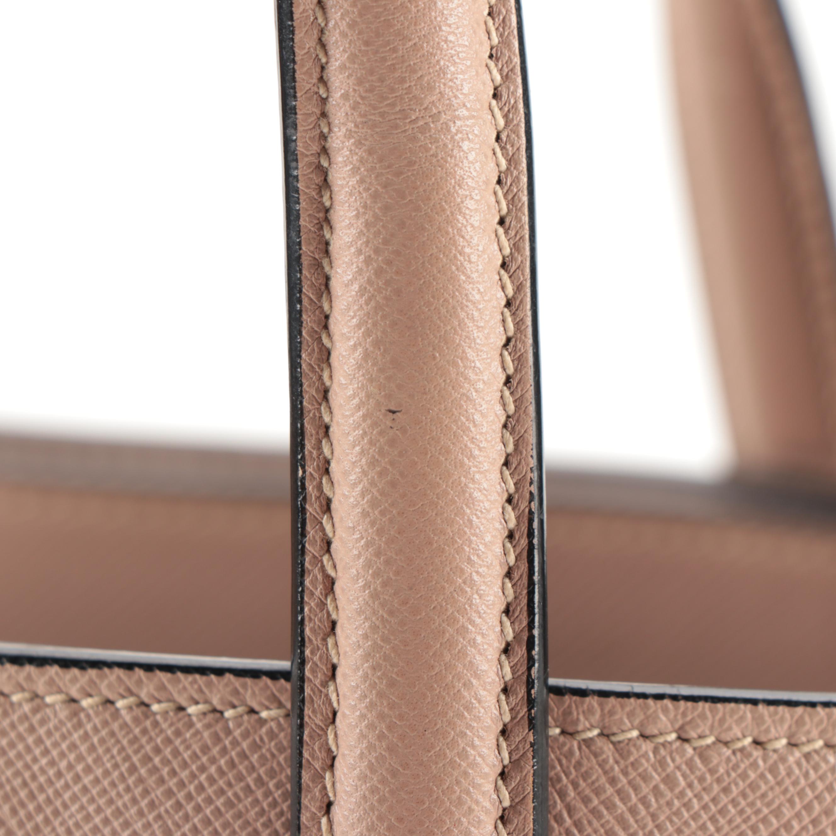 Prada Blush Beige Saffiano Leather Zip Tote