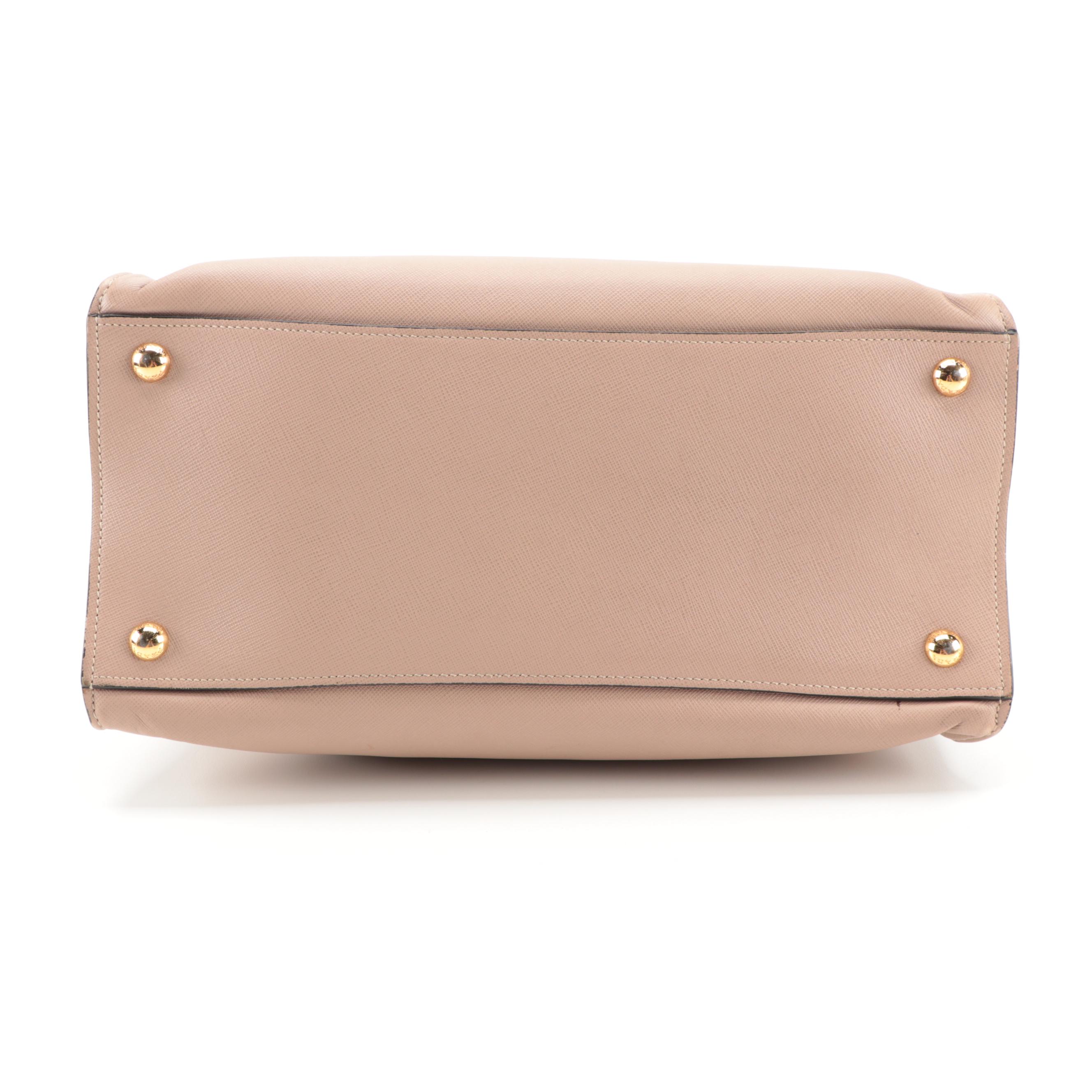 Prada Blush Beige Saffiano Leather Zip Tote