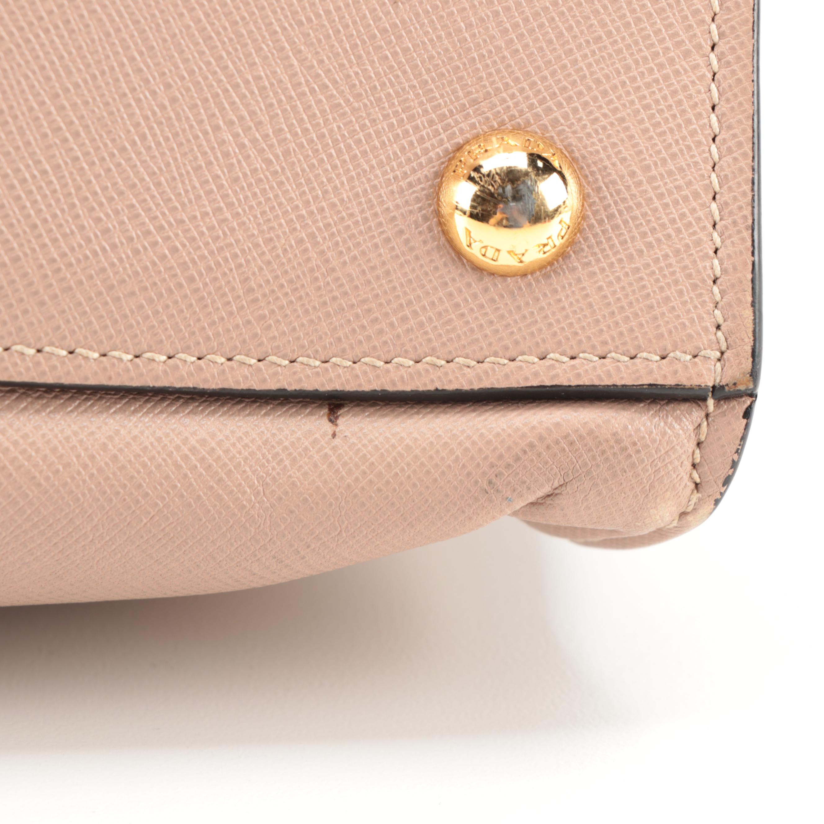 Prada Blush Beige Saffiano Leather Zip Tote