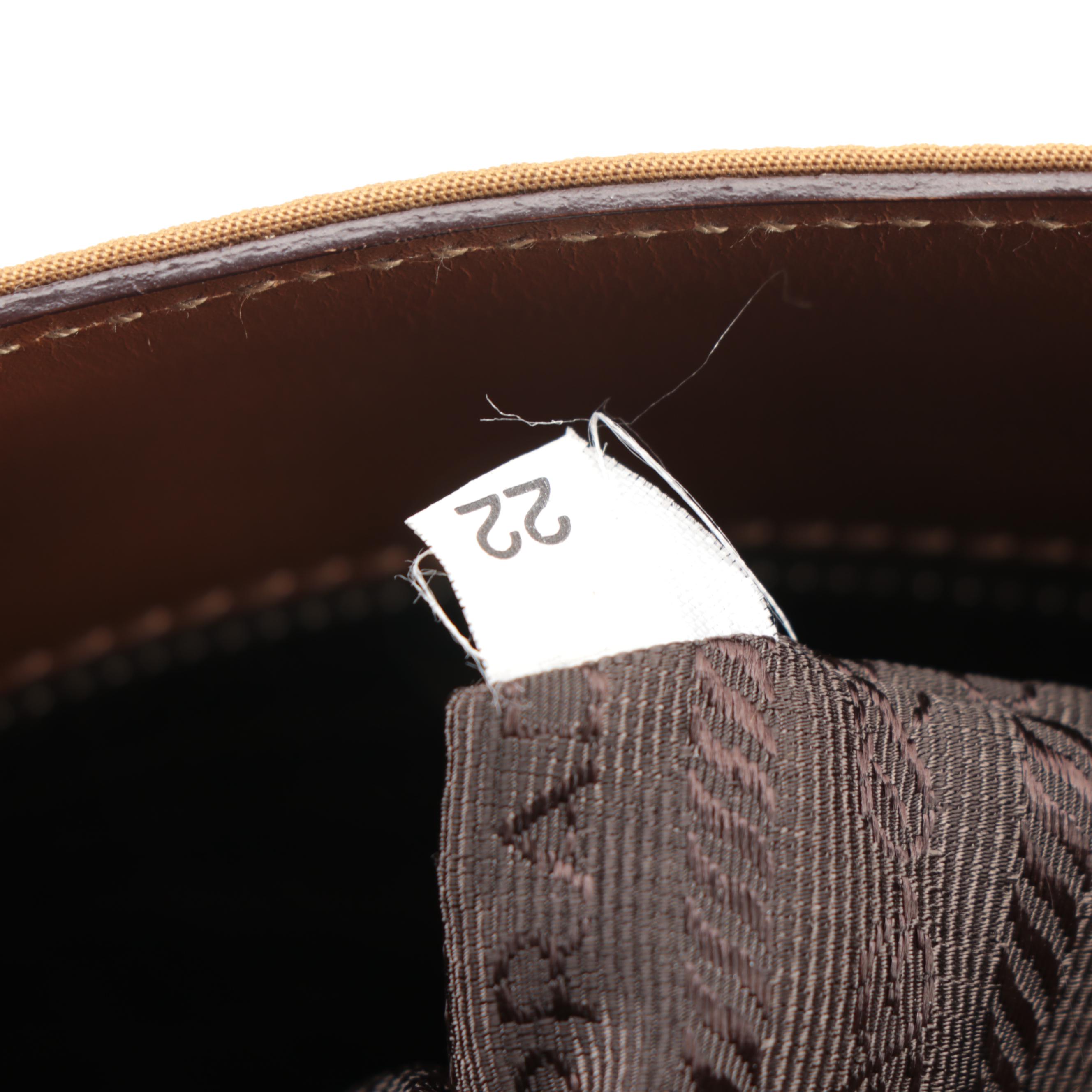 Prada Buckle Tote in Dark Gold Tessuto Nylon and Tan Leather