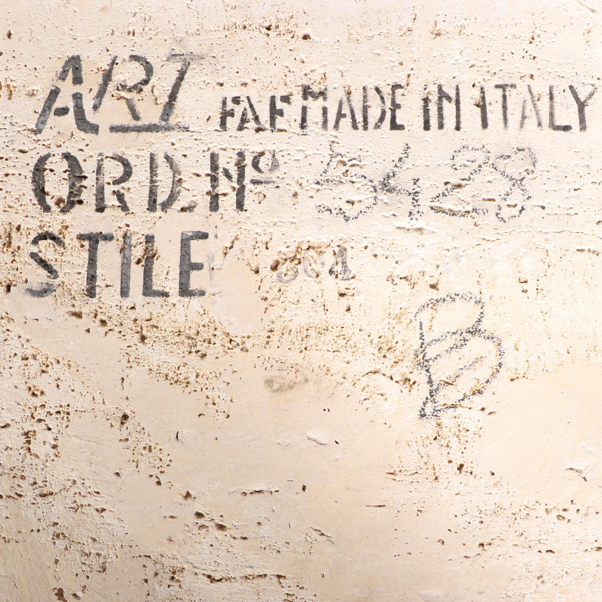 Mid Century Modern Walnut and Travertine Two-Tier Console Table