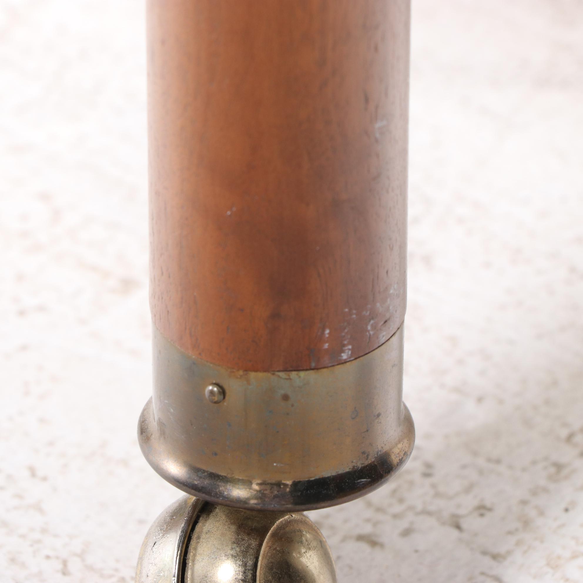 Mid Century Modern Walnut and Travertine Two-Tier Console Table