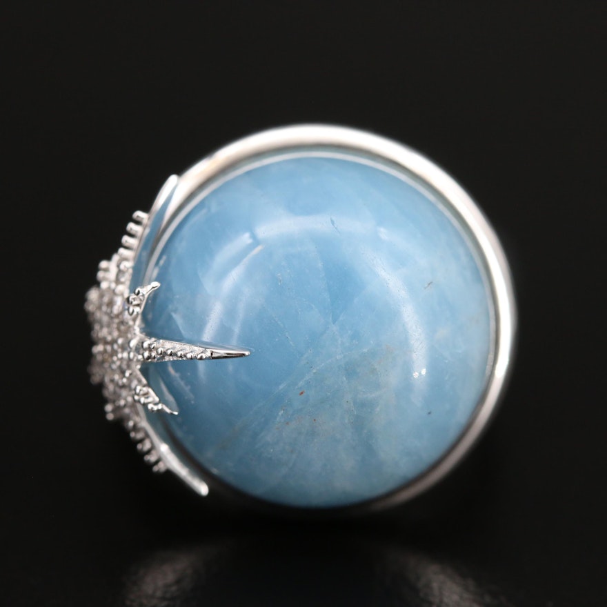 Eva LaRue "Spirit Star" Sterling Aquamarine and Zircon Ring